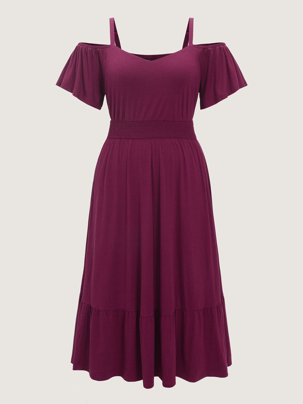 Supersoft Cold-Shoulder Shirred Waist Maxi Dress