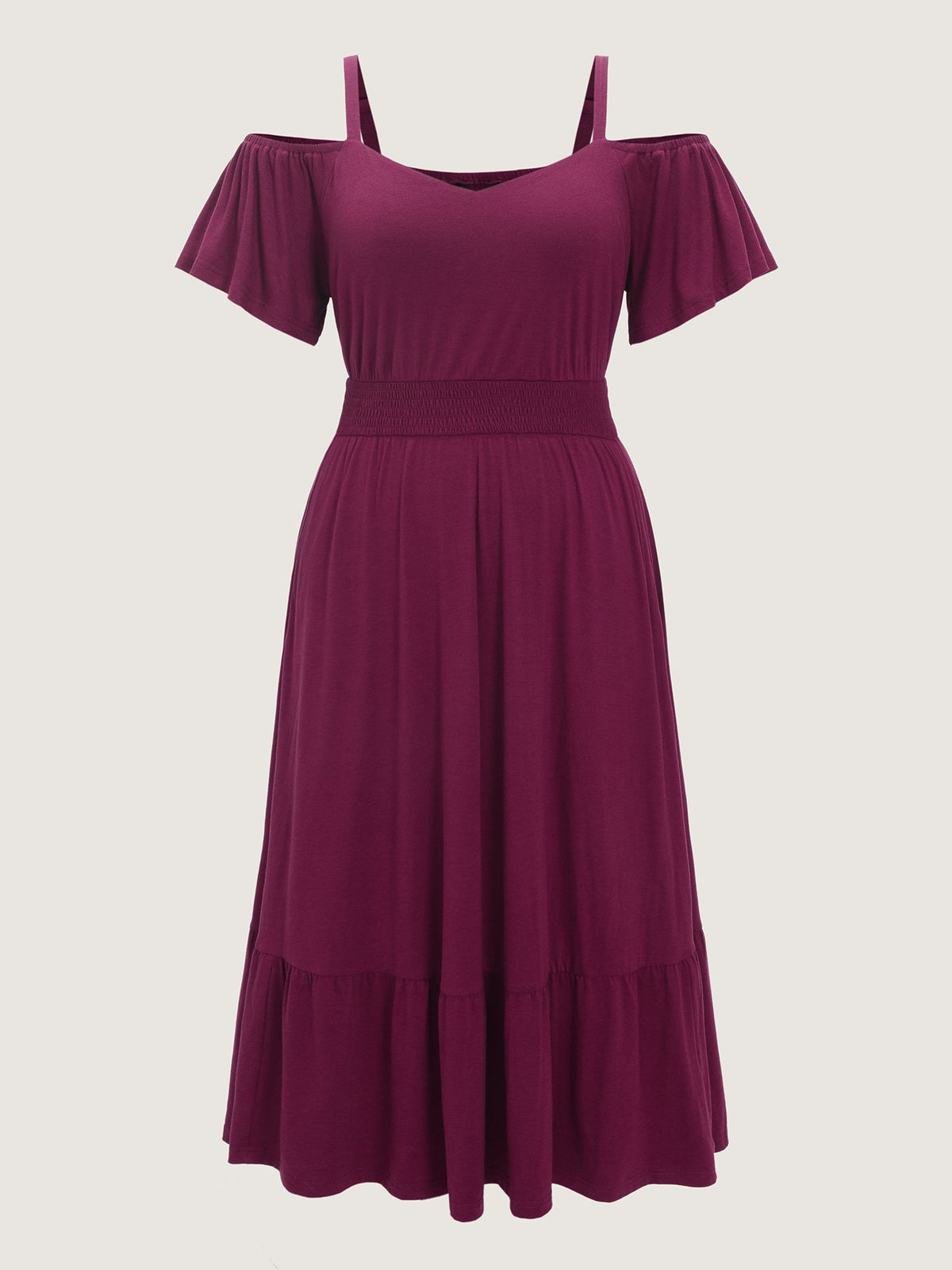 Supersoft Cold-Shoulder Shirred Waist Maxi Dress