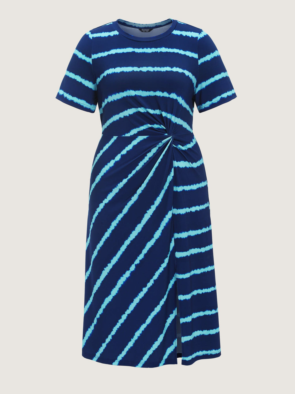 Tie Dye Stripe Twist Split Midi Dress