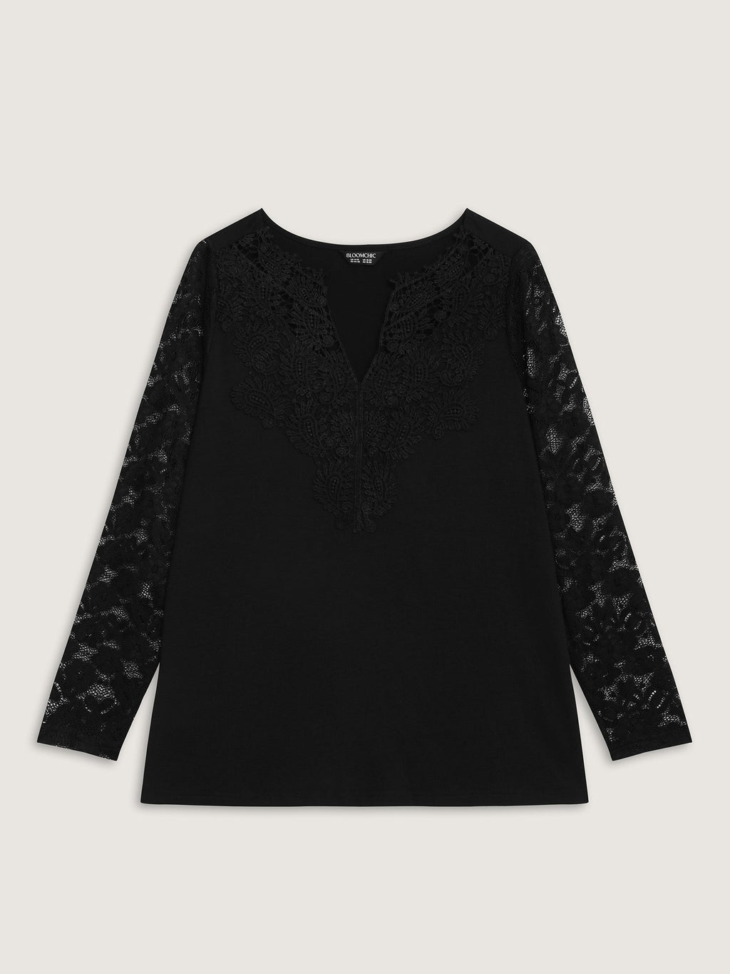Sheer Lace Fitted Solid T-Shirt