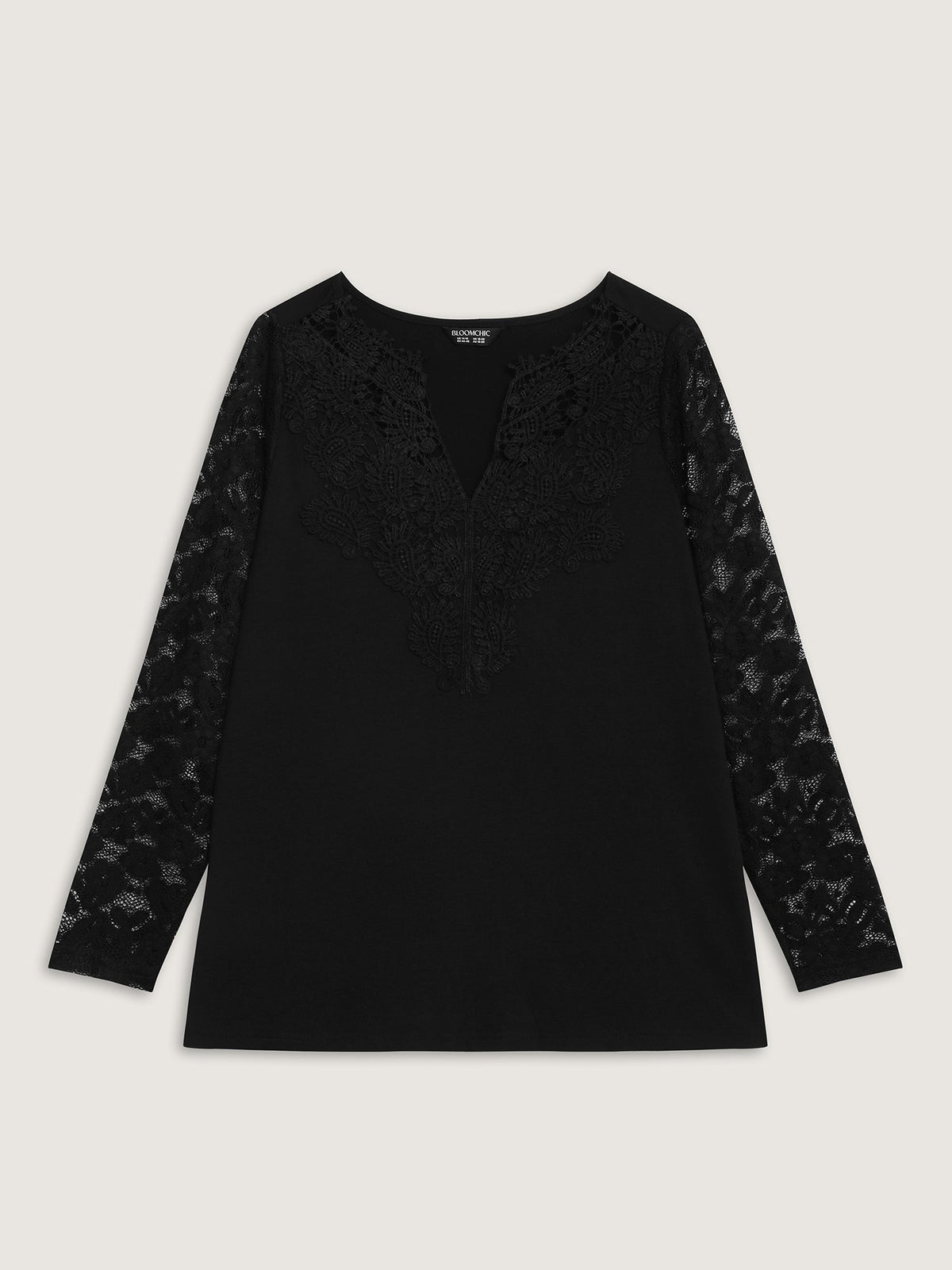 Sheer Lace Fitted Solid T-Shirt