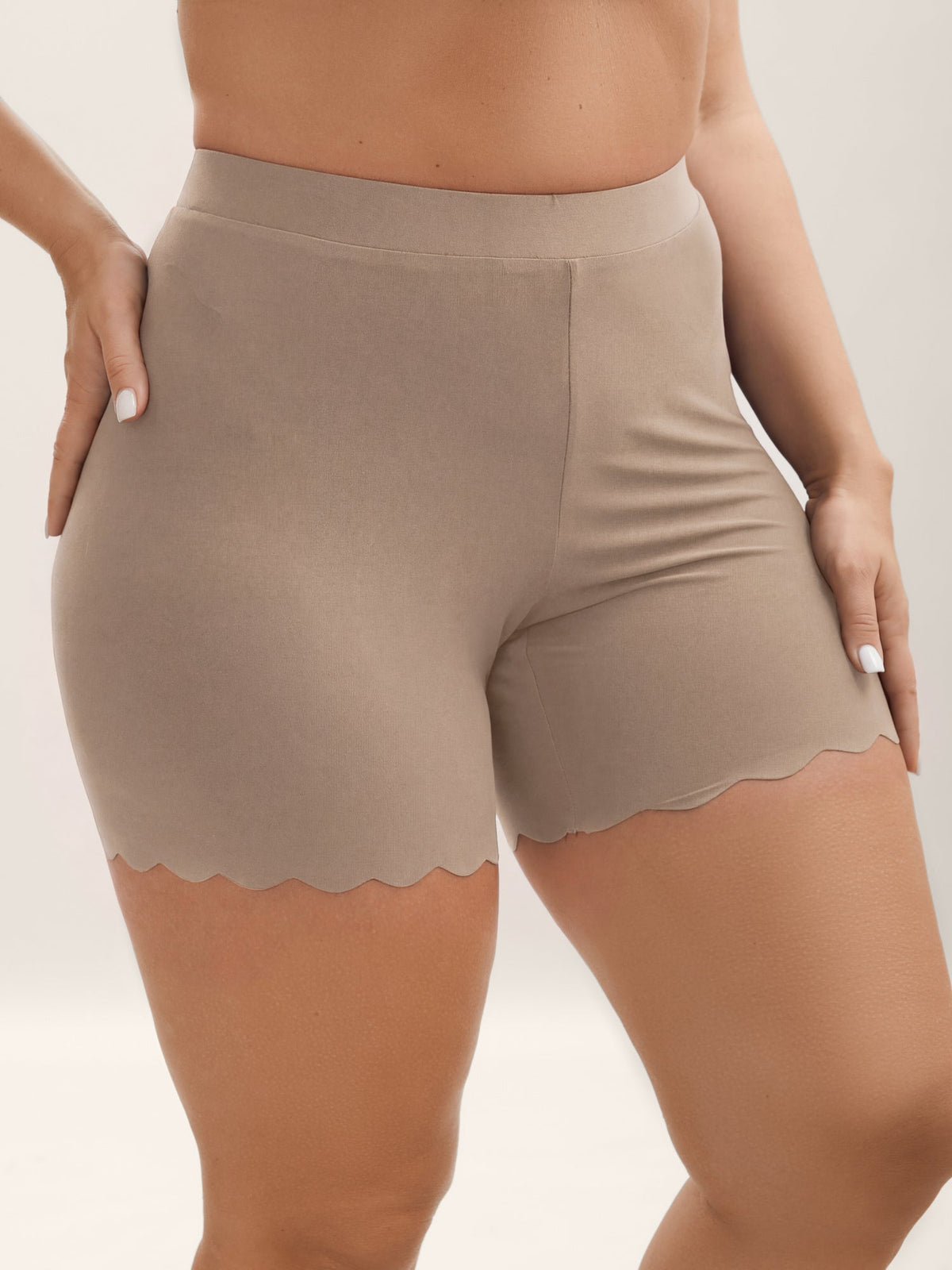 Scalloped Trim Stretchy Skinny-Fit Leggings