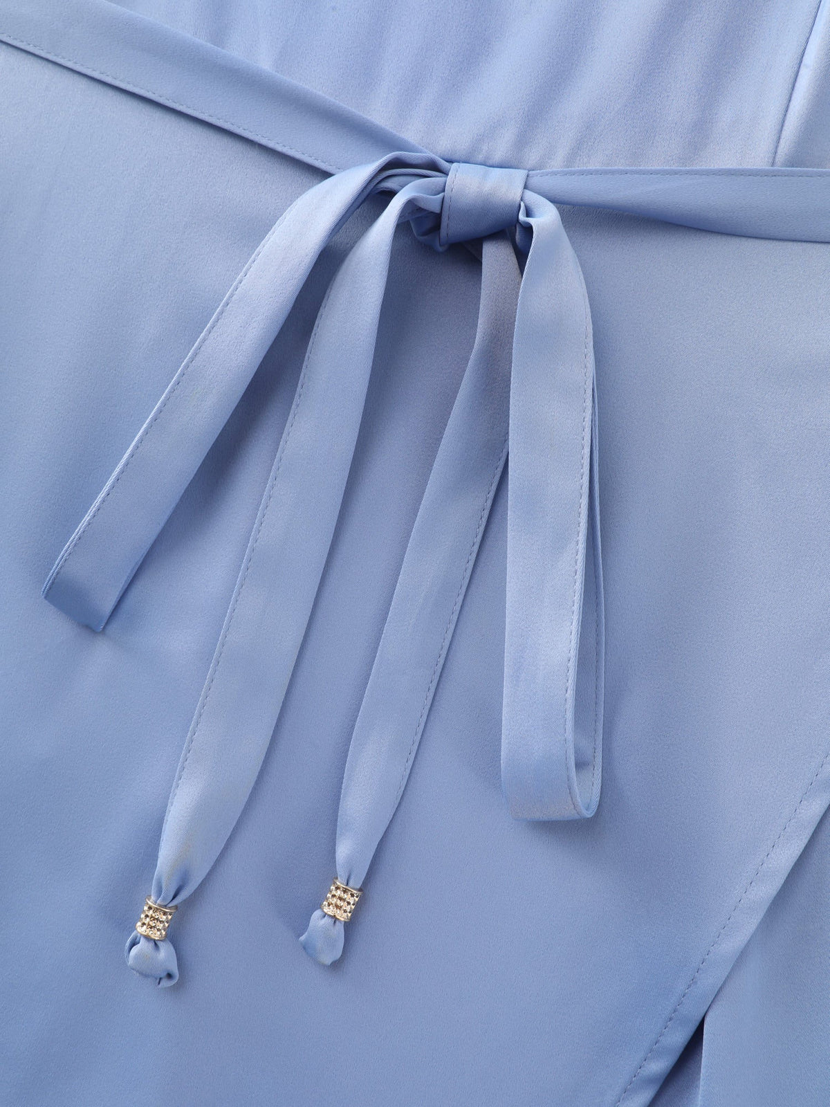 Layered Satin Waist-Tie Jumpsuit