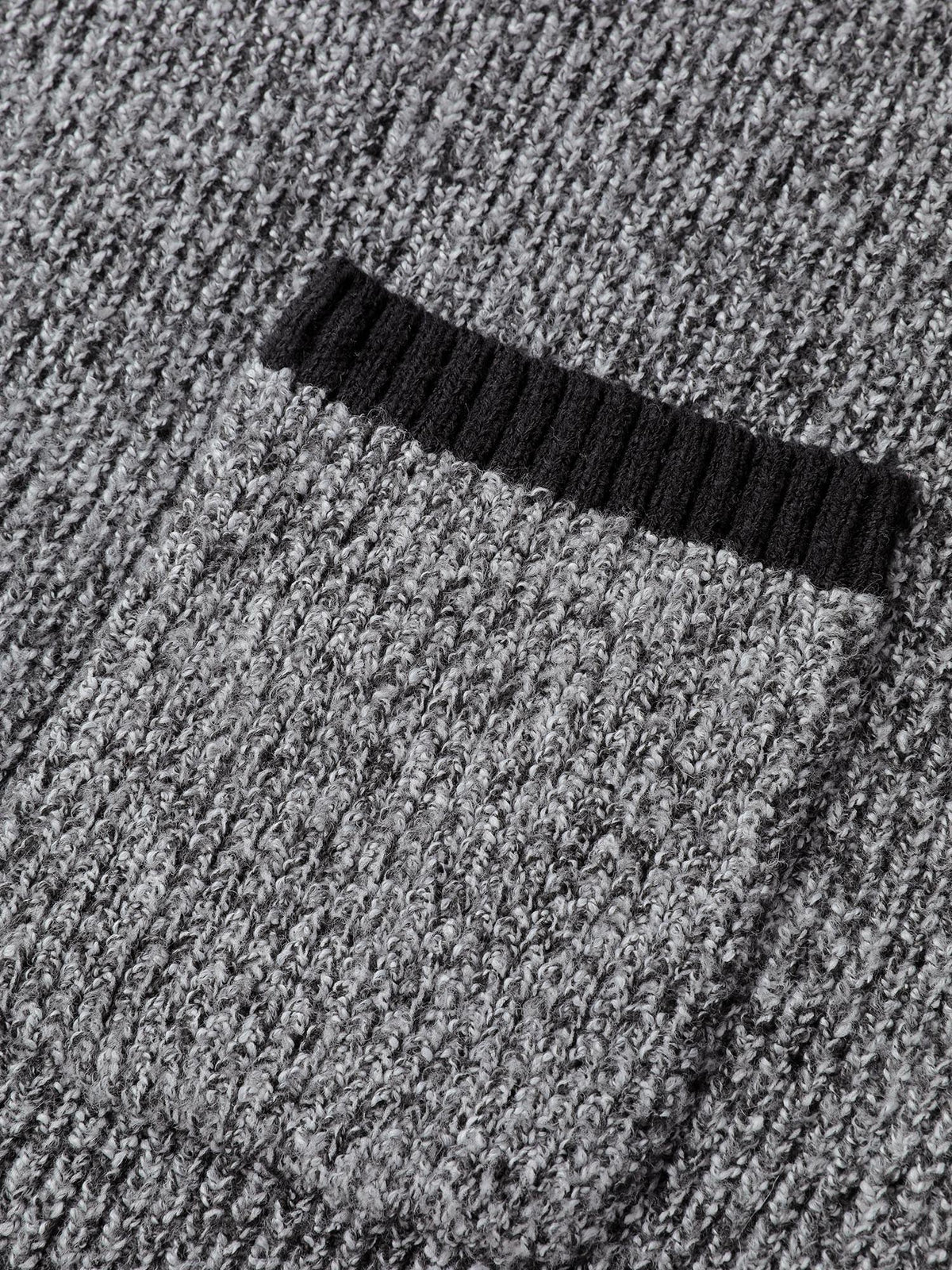 Color Contrast Trim Textured Pocket Knit Cardigan
