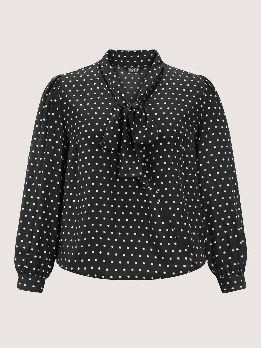 Retro Polka Dots Ribbon Neckline Blouse