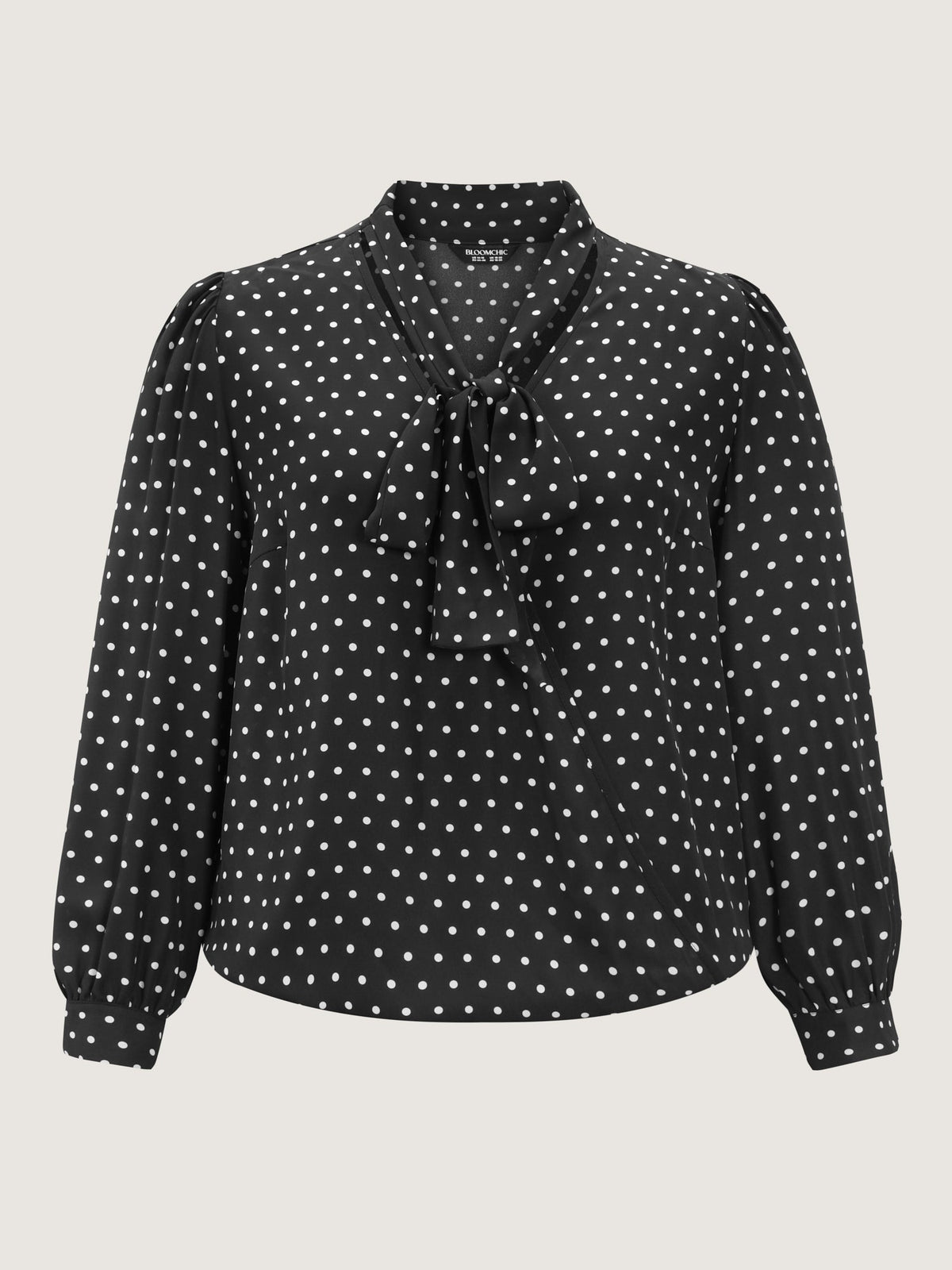 Retro Polka Dots Ribbon Neckline Blouse