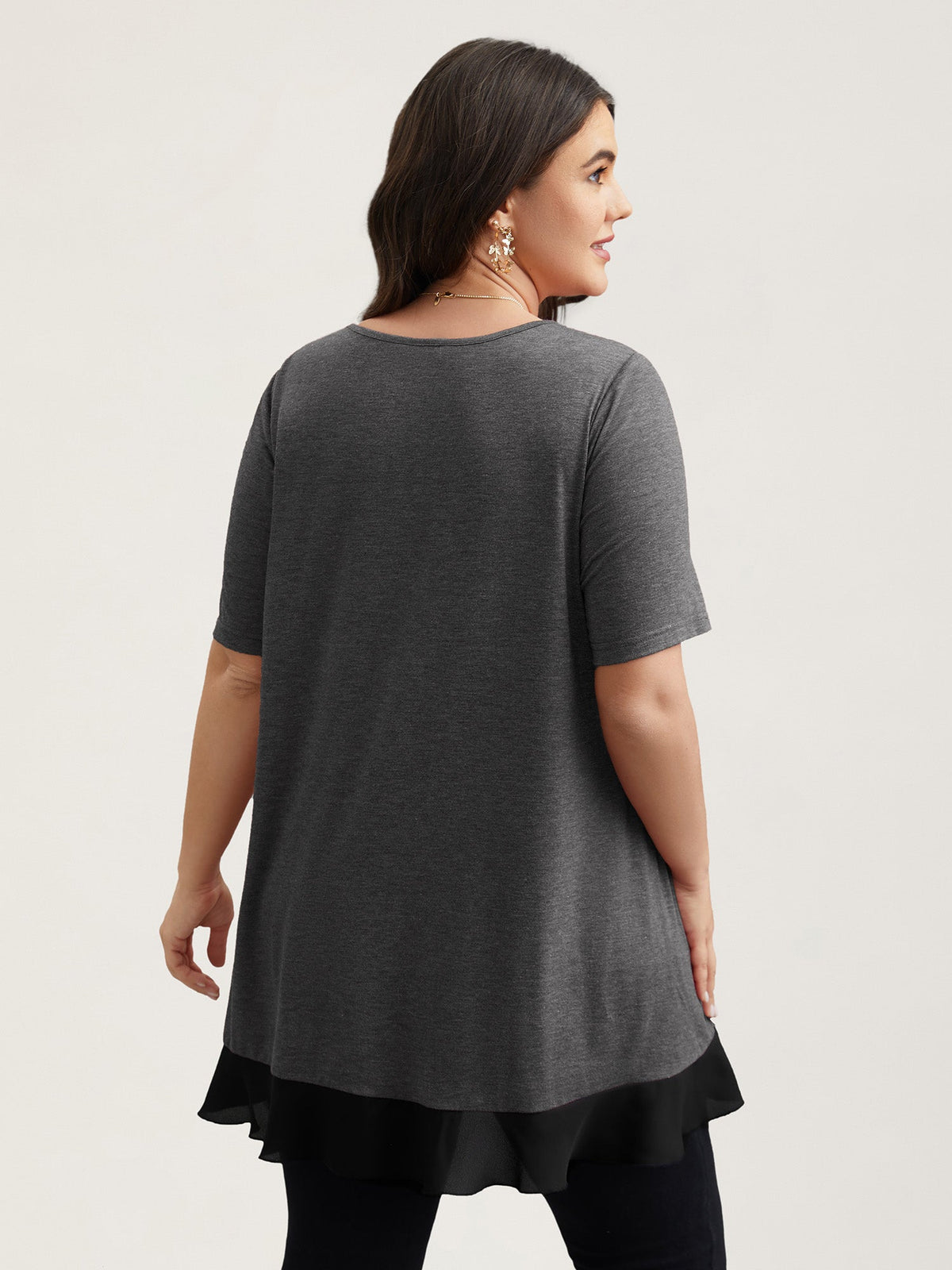 Color Contrast Overlap Hem Flared Top