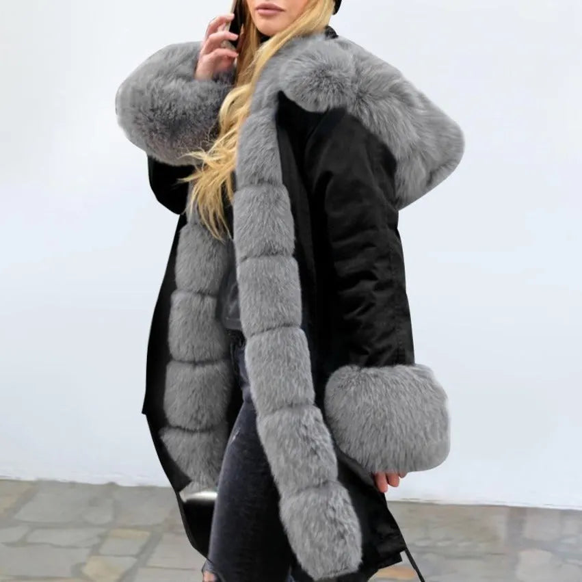 Womens Hooded Camouflage Warm Winter Coats Faux Fur Jacket Parka Overcoat