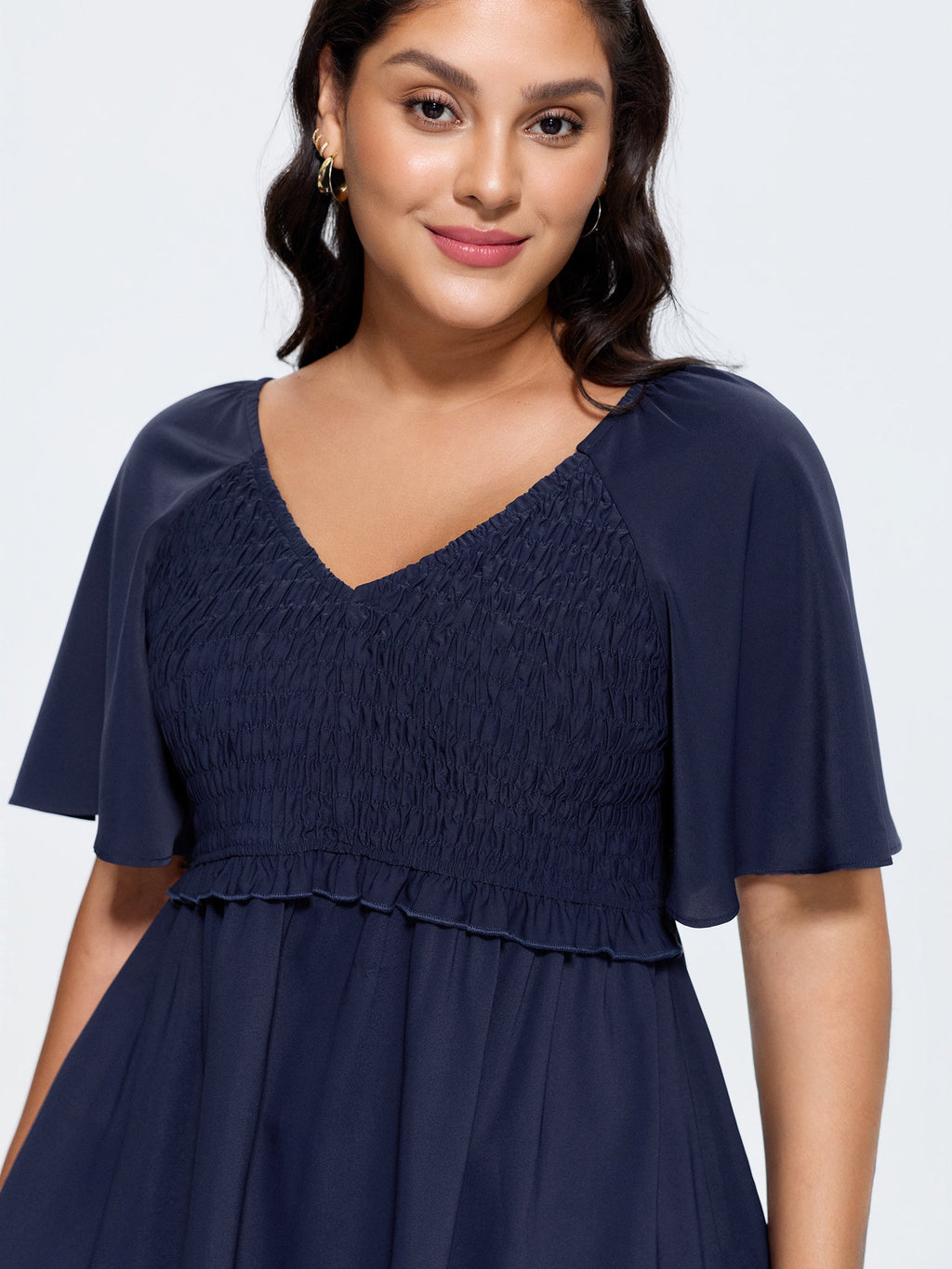 Shirred Back Fit And Flare Blouse