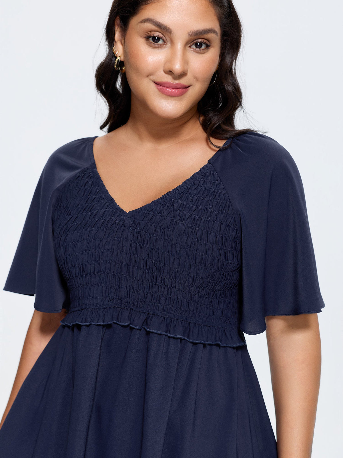 Shirred Back Fit And Flare Blouse