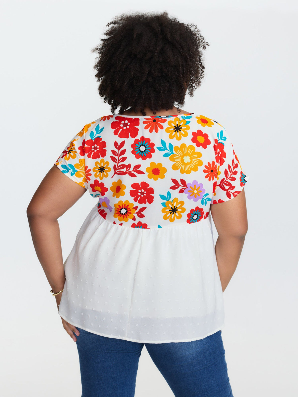 Floral Print Neck-Tie Babydoll Top