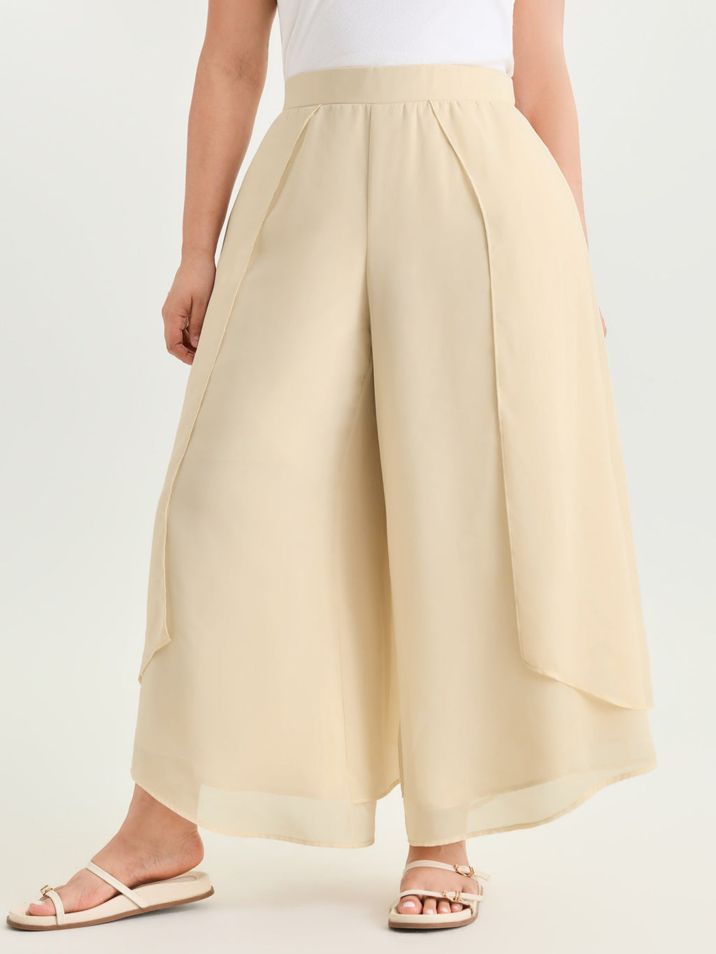 Chiffon Stretchy Waist Flowy Pants