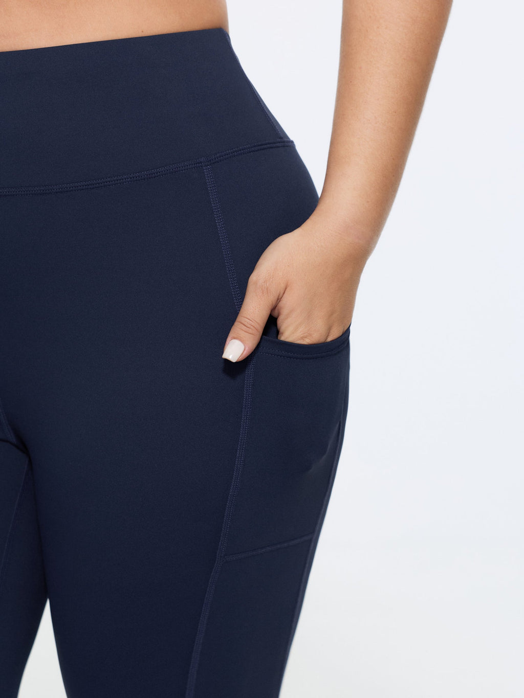 Stretchy Textured Pockets Cropped Leggings