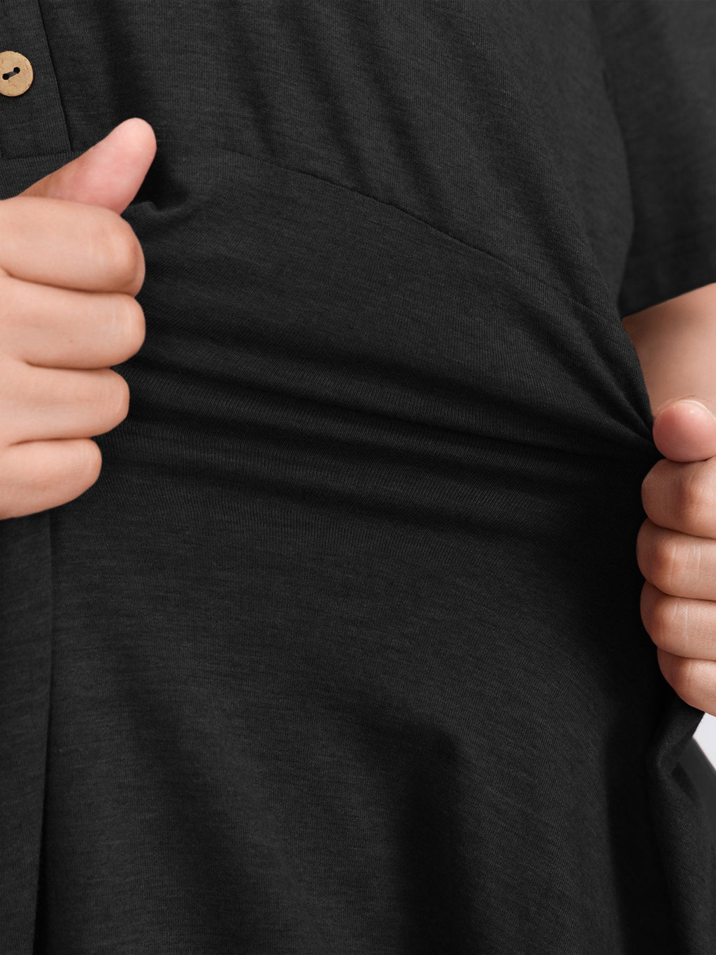 Supersoft Stretchy Ruffled Hemline Button T-Shirt