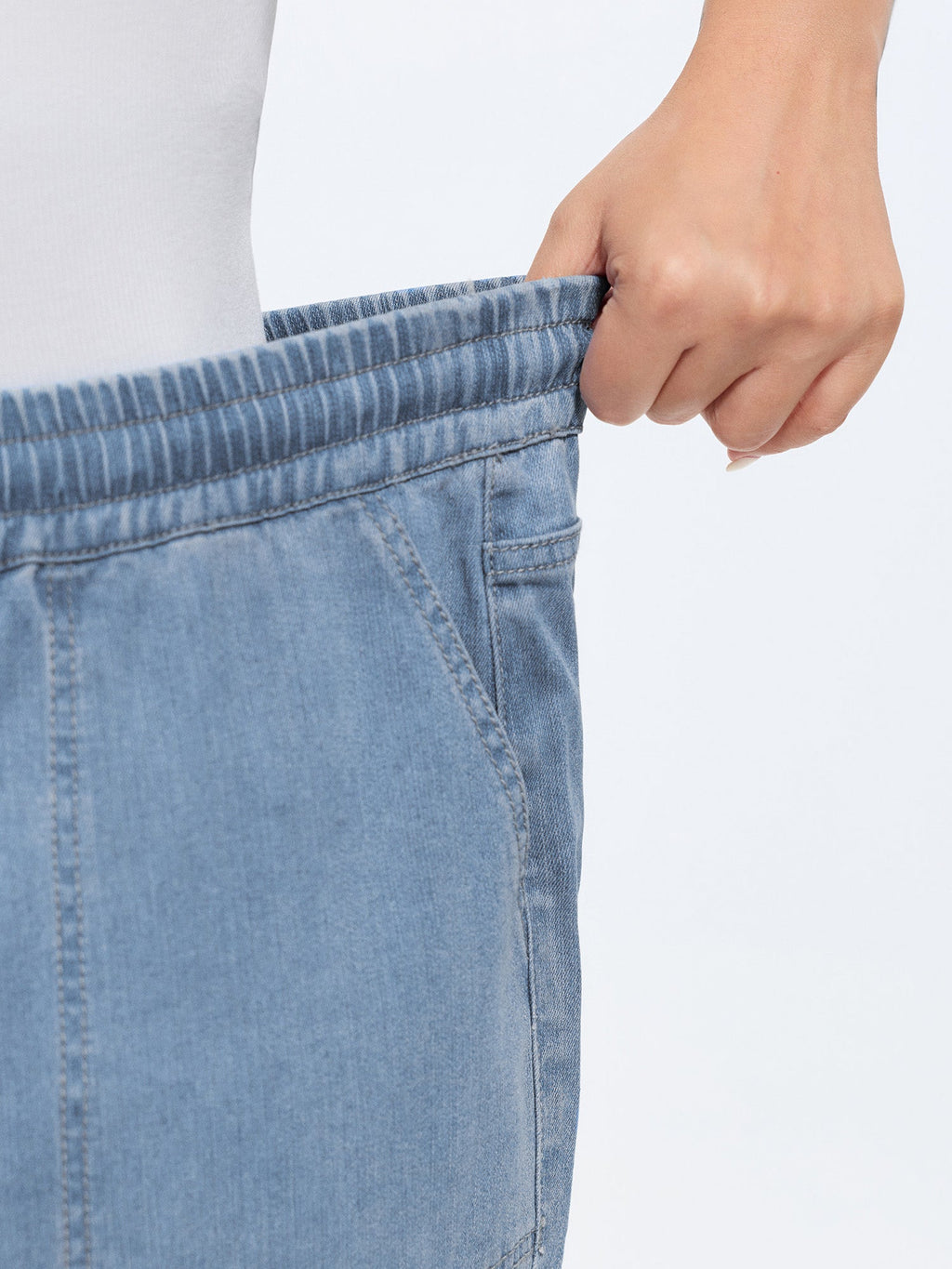 Pull-On Elastic Waist Harem Jeans