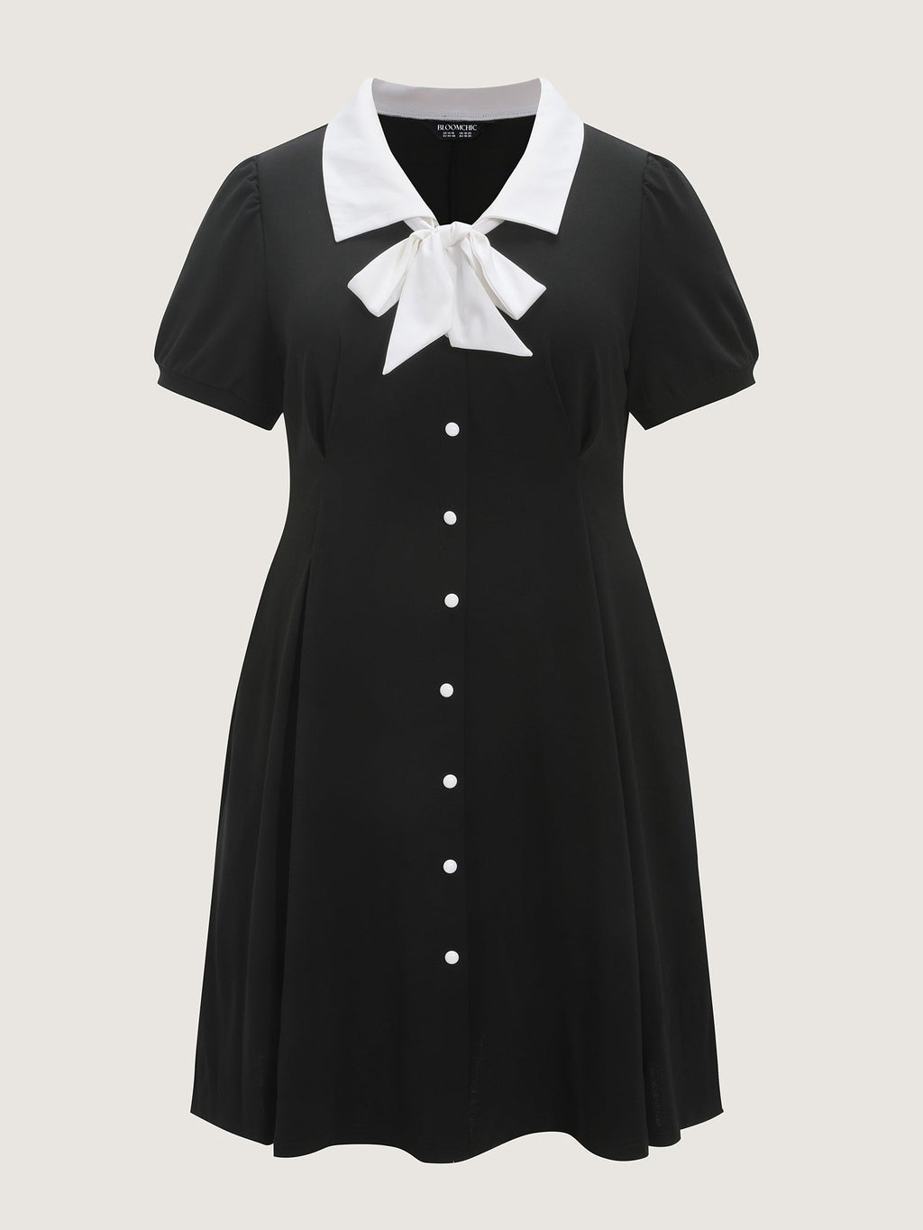 Stretchy Color Contrast Puffy Sleeve Mini Dress