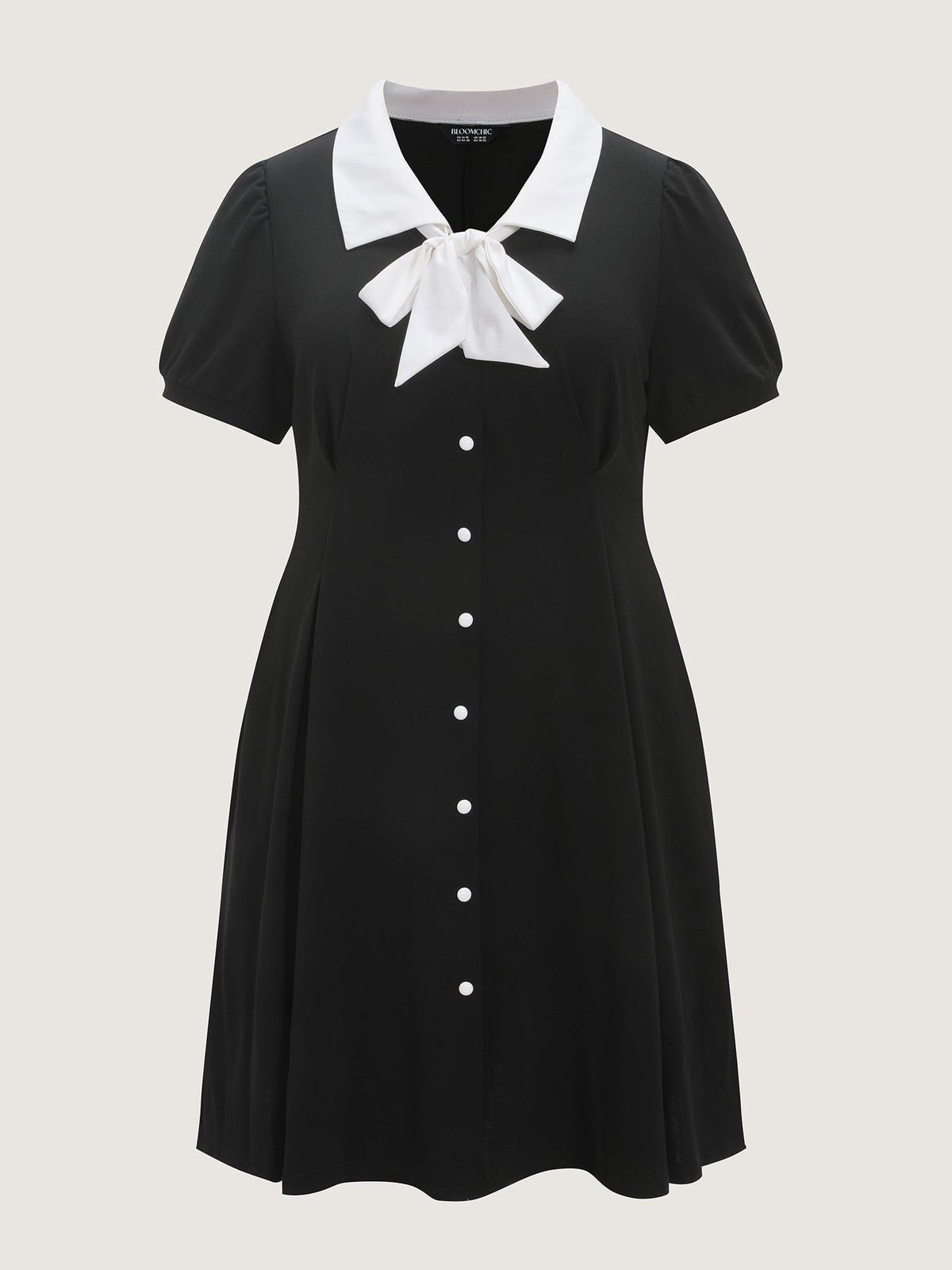 Stretchy Color Contrast Puffy Sleeve Mini Dress