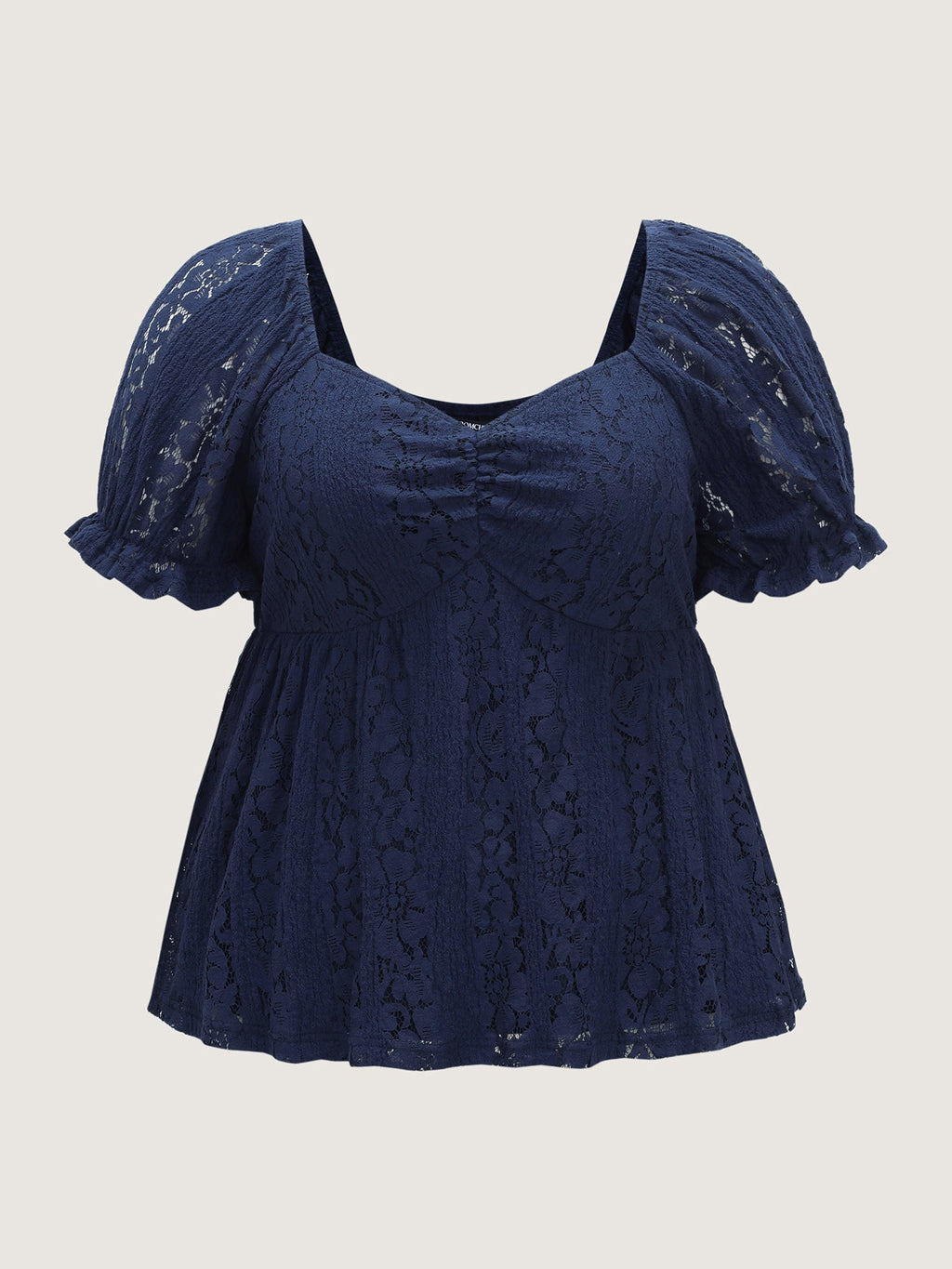Lace Trim Ruched Bodice Blouse
