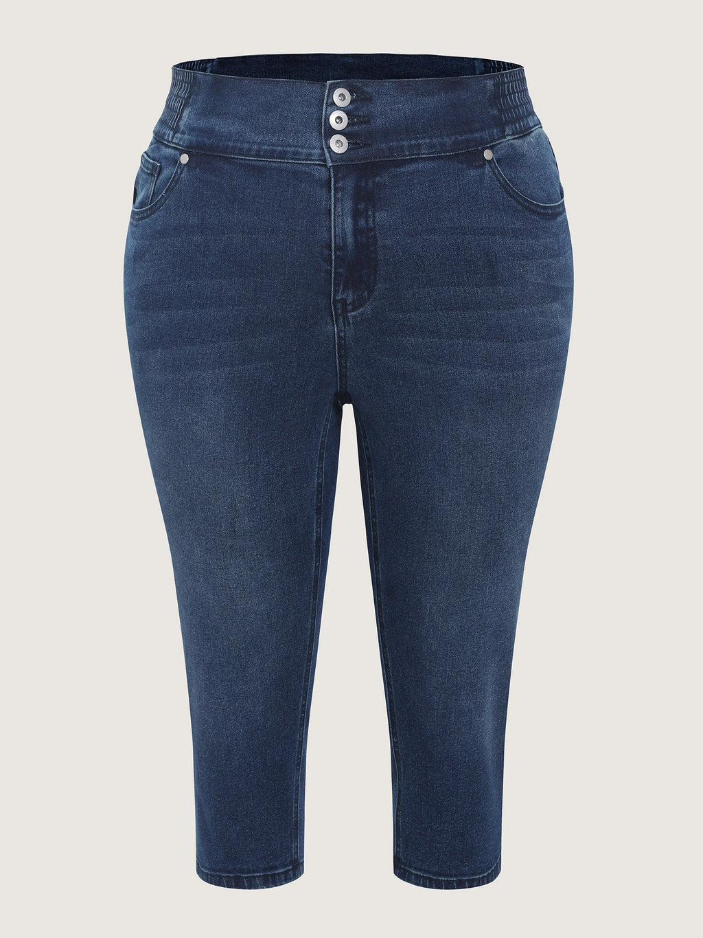 Stretchy Shirred Waist Cropped Jeans