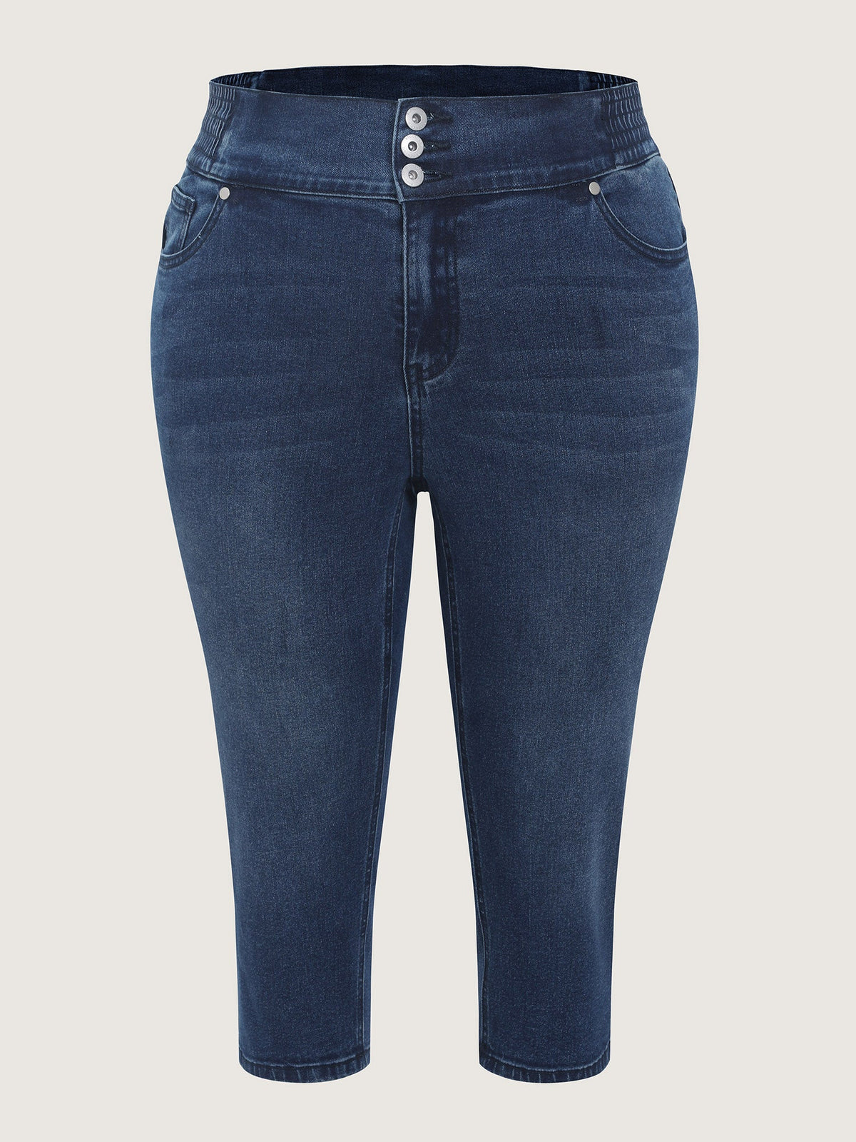 Stretchy Shirred Waist Cropped Jeans