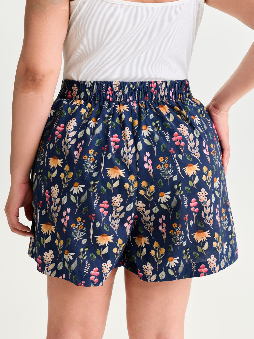 Floral Print Wide Waistband Shorts