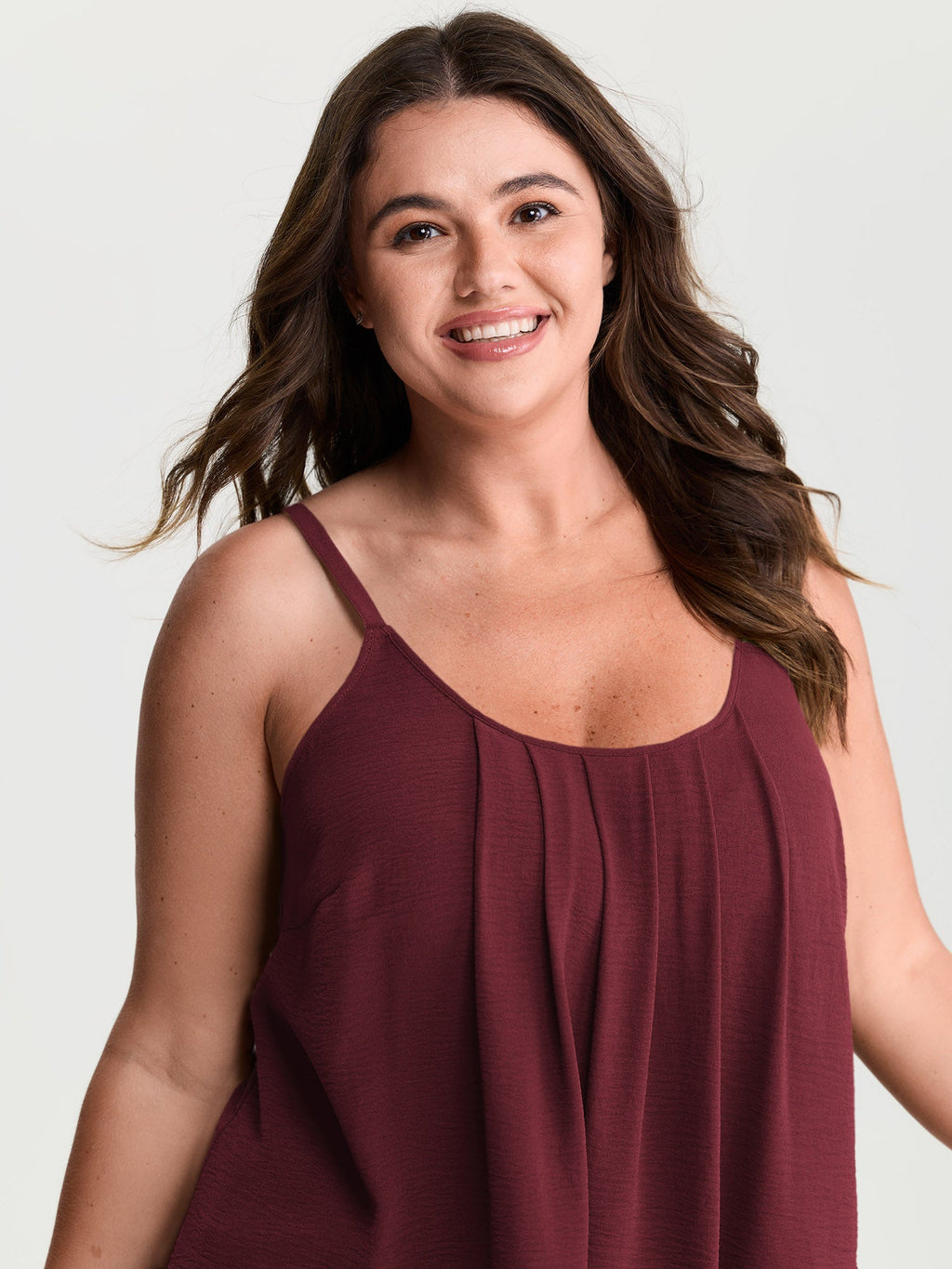 Pleated Flowy Plain Tank Top
