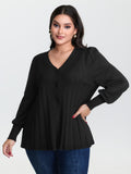 Textured A-Shaped Hem Lantern Sleeve Knit Cardigan