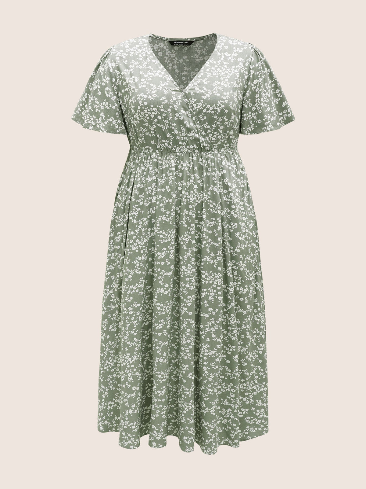 Bloom Dress - Flutter Sleeve Ditsy Floral Pocket Split Maxi Dress