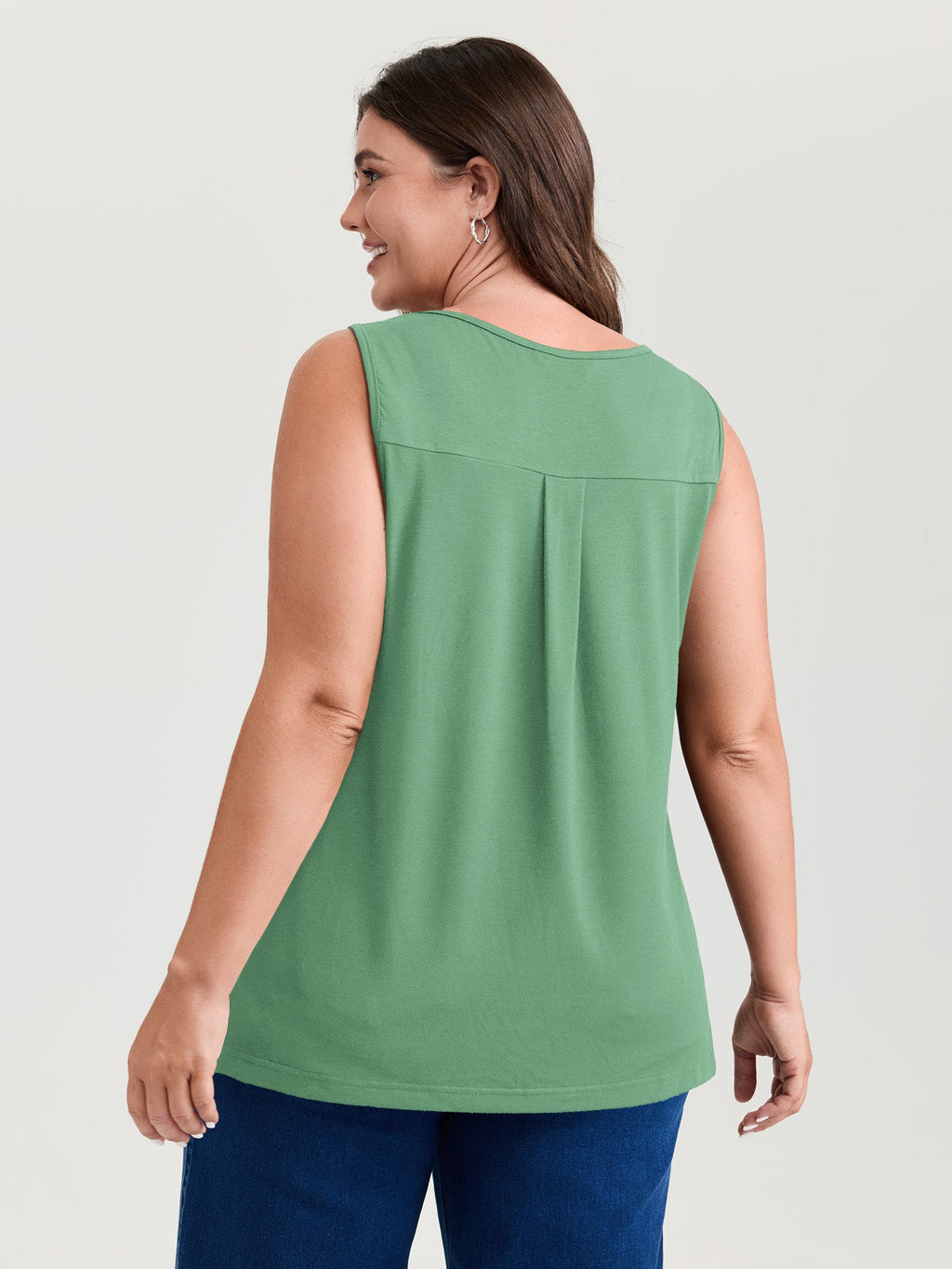 Stretchy V-Neck Pleated Tank Top