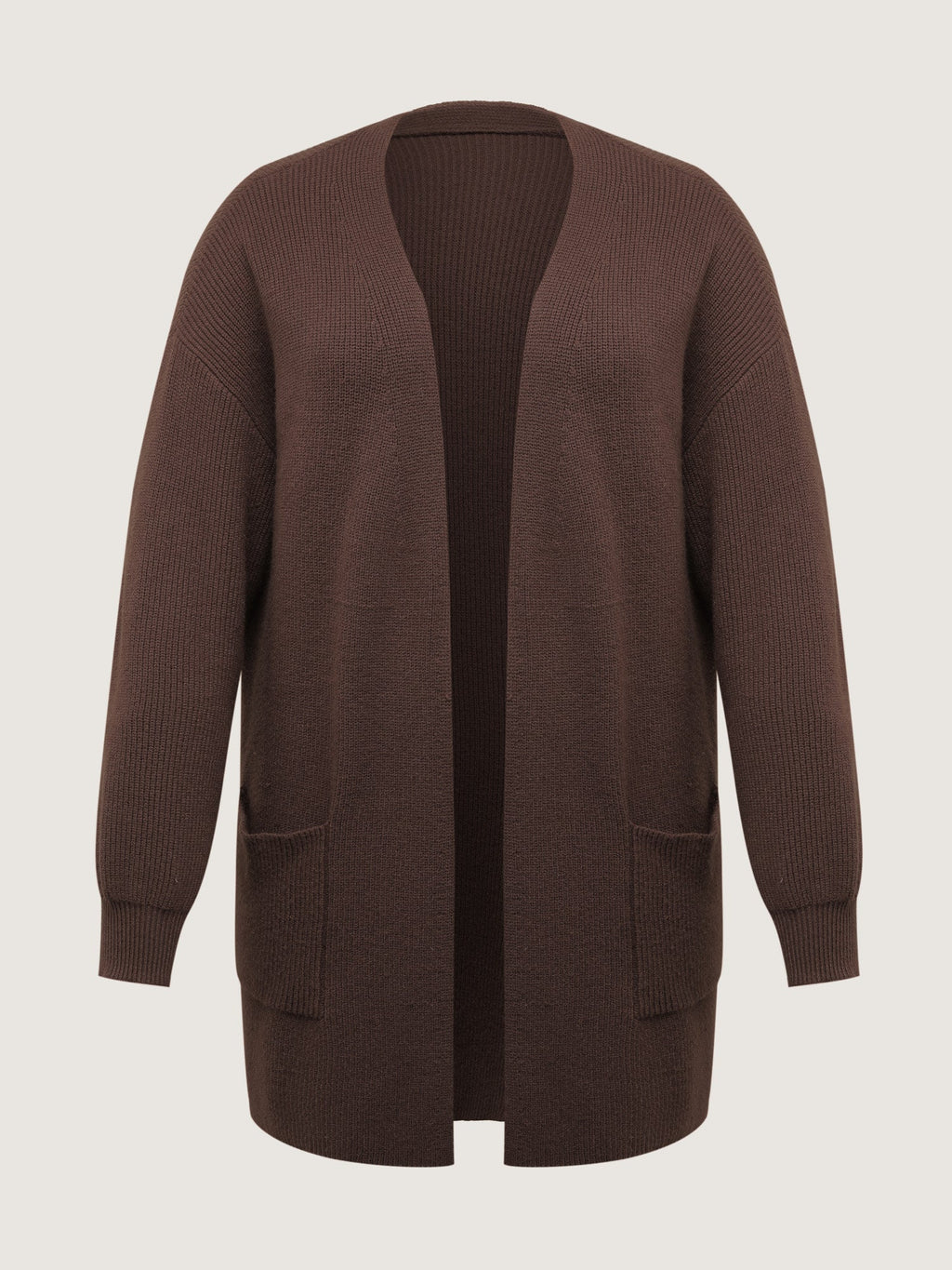 Textured Scarf Pockets Knit Cardigan