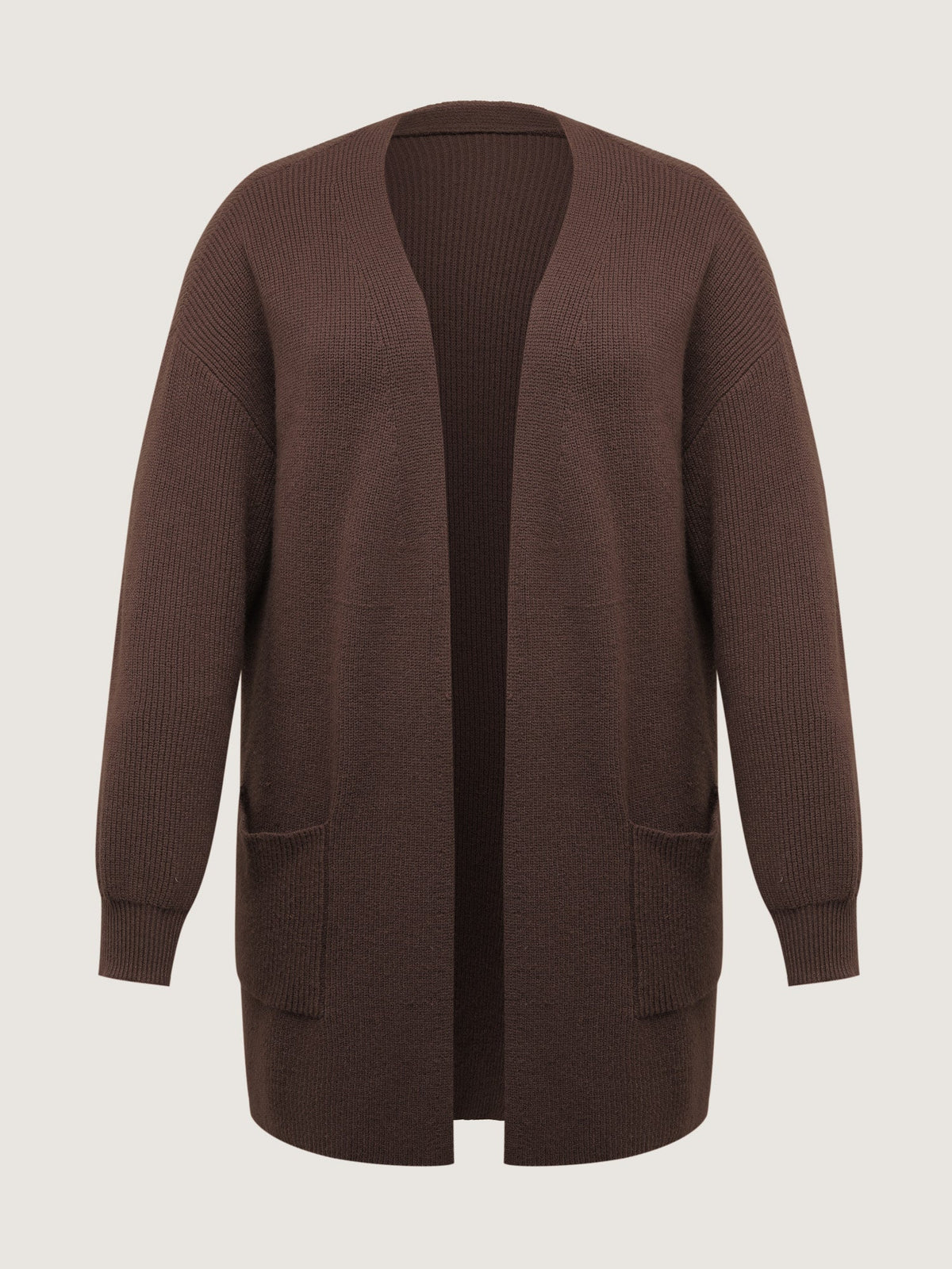 Textured Scarf Pockets Knit Cardigan