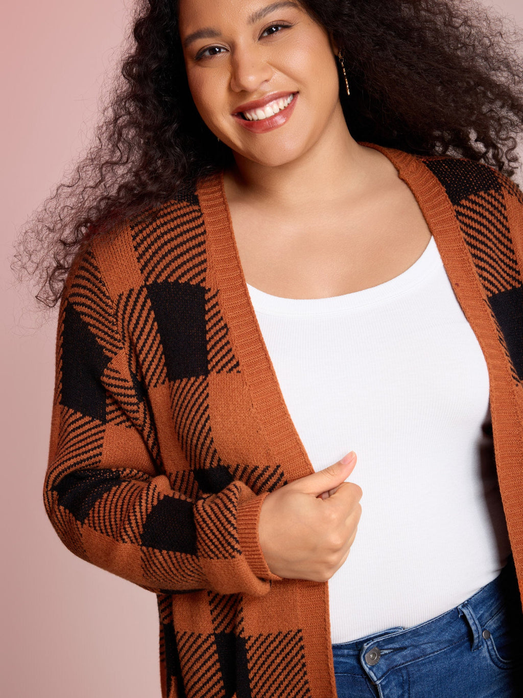 Supersoft Essentials Plaid Open Cardigan