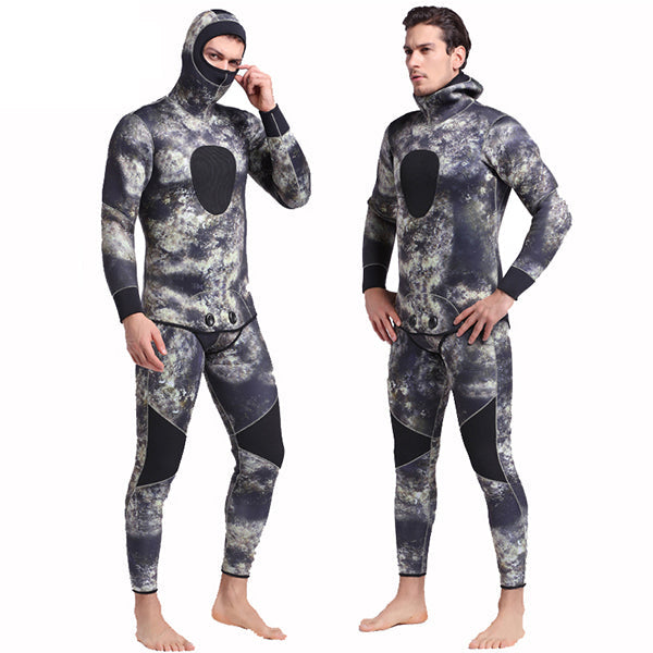 SBART Camo 5mm Men Neoprene Wetsuits Underwater Warm Hooded Spearfishing Wetsuit