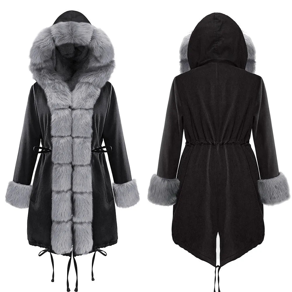 Womens Hooded Camouflage Warm Winter Coats Faux Fur Jacket Parka Overcoat