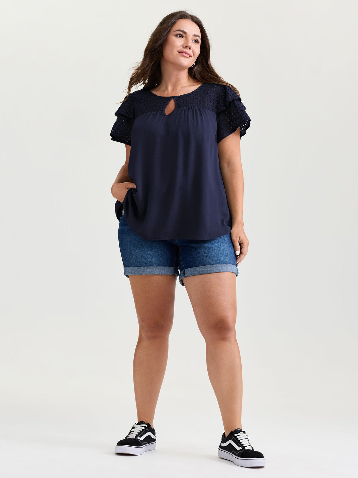 Pure Cotton Layered Sleeve Flowy Blouse