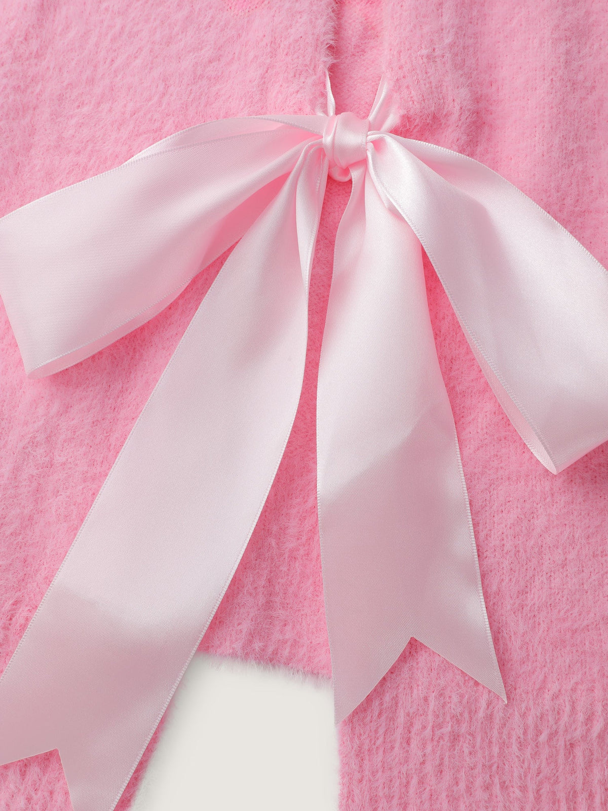 Fluffy Ribbon Bowtie Knit Cardigan