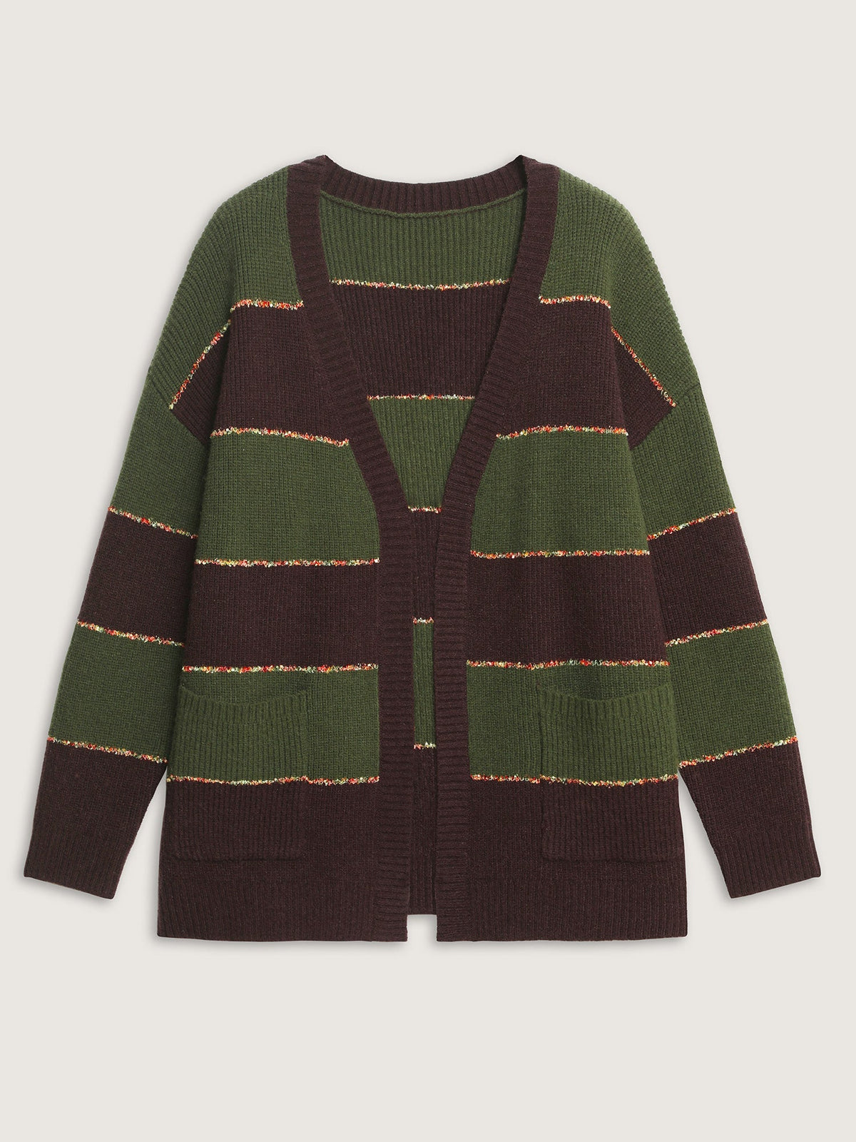 Textured Front-Open Heather Knit Cardigan