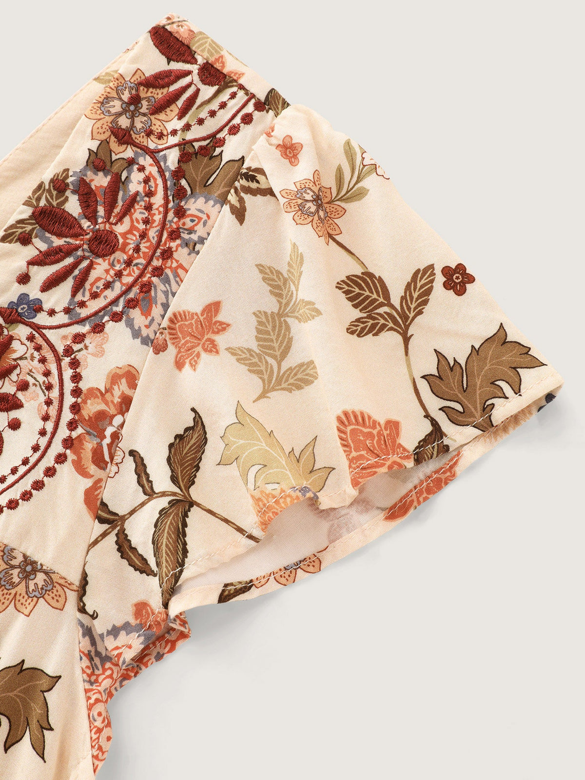 Floral Embroidered Square Neckline Flowy Blouse
