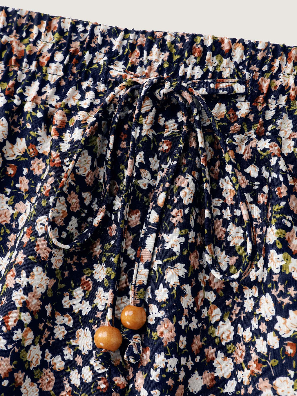 Micro Floral Print Wide Waistband Pants