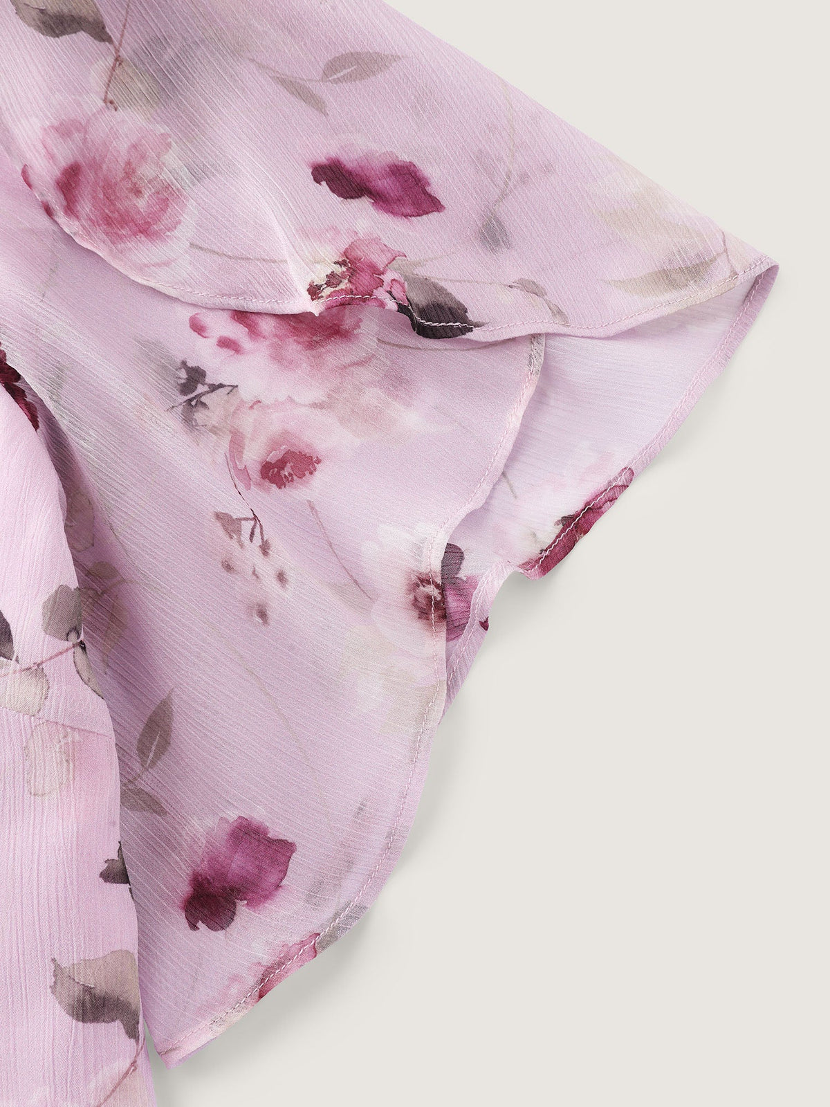 Sweet Floral Print Petal Sleeve Blouse