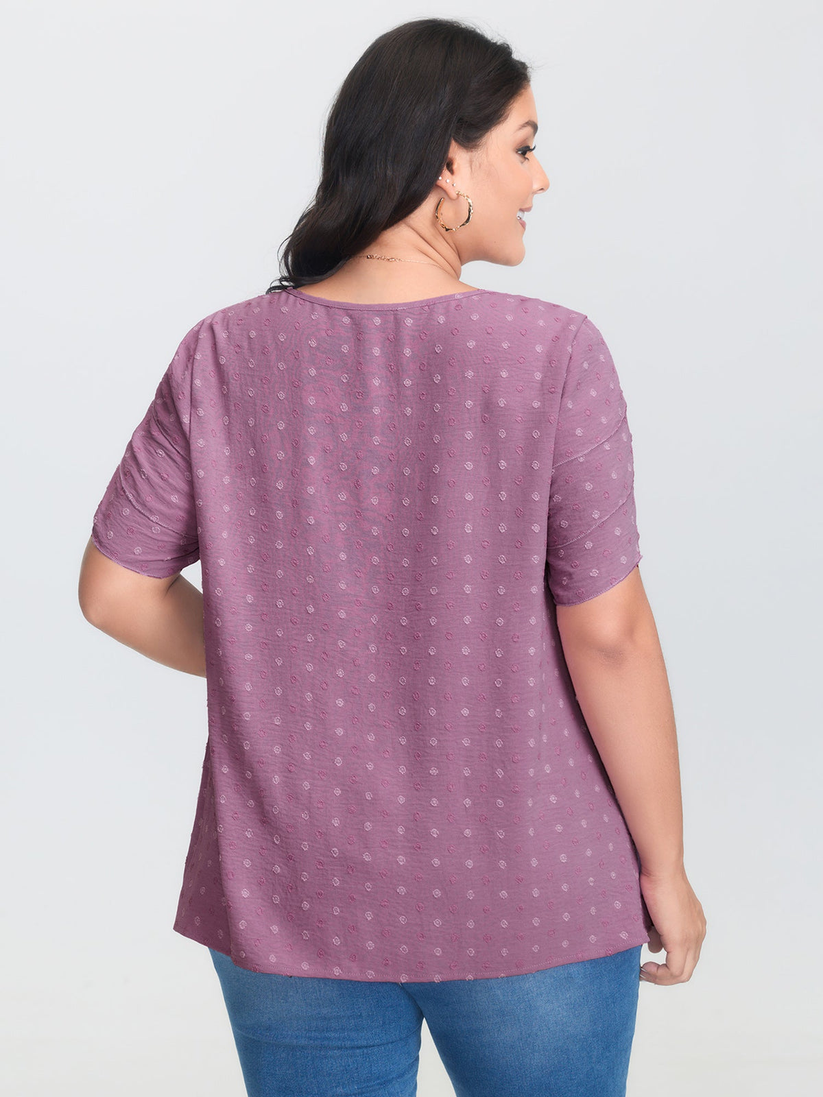 Textured Color Contrast Petal Sleeve Blouse
