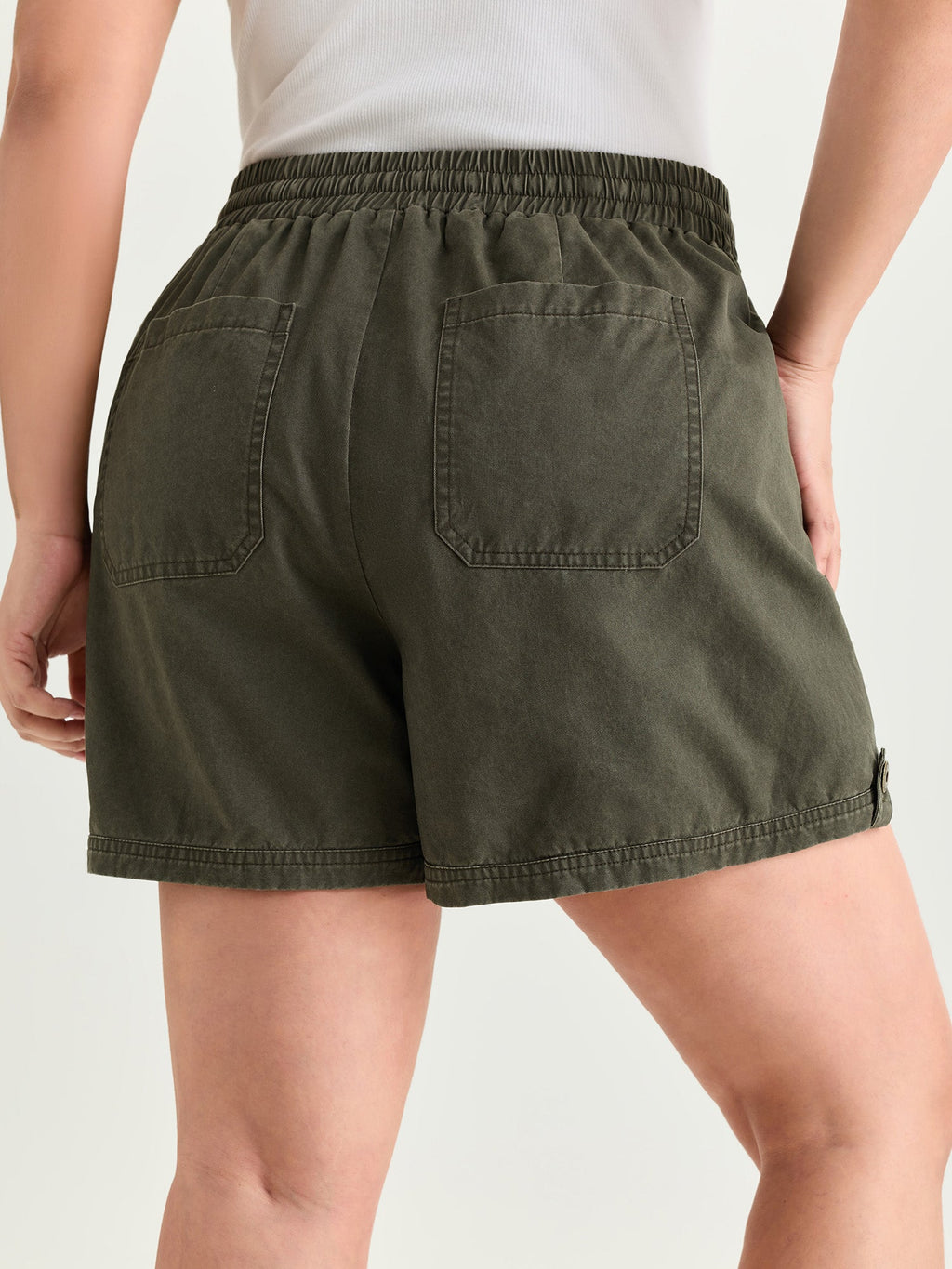Cotton Washed And Distressed Straight-Leg Shorts