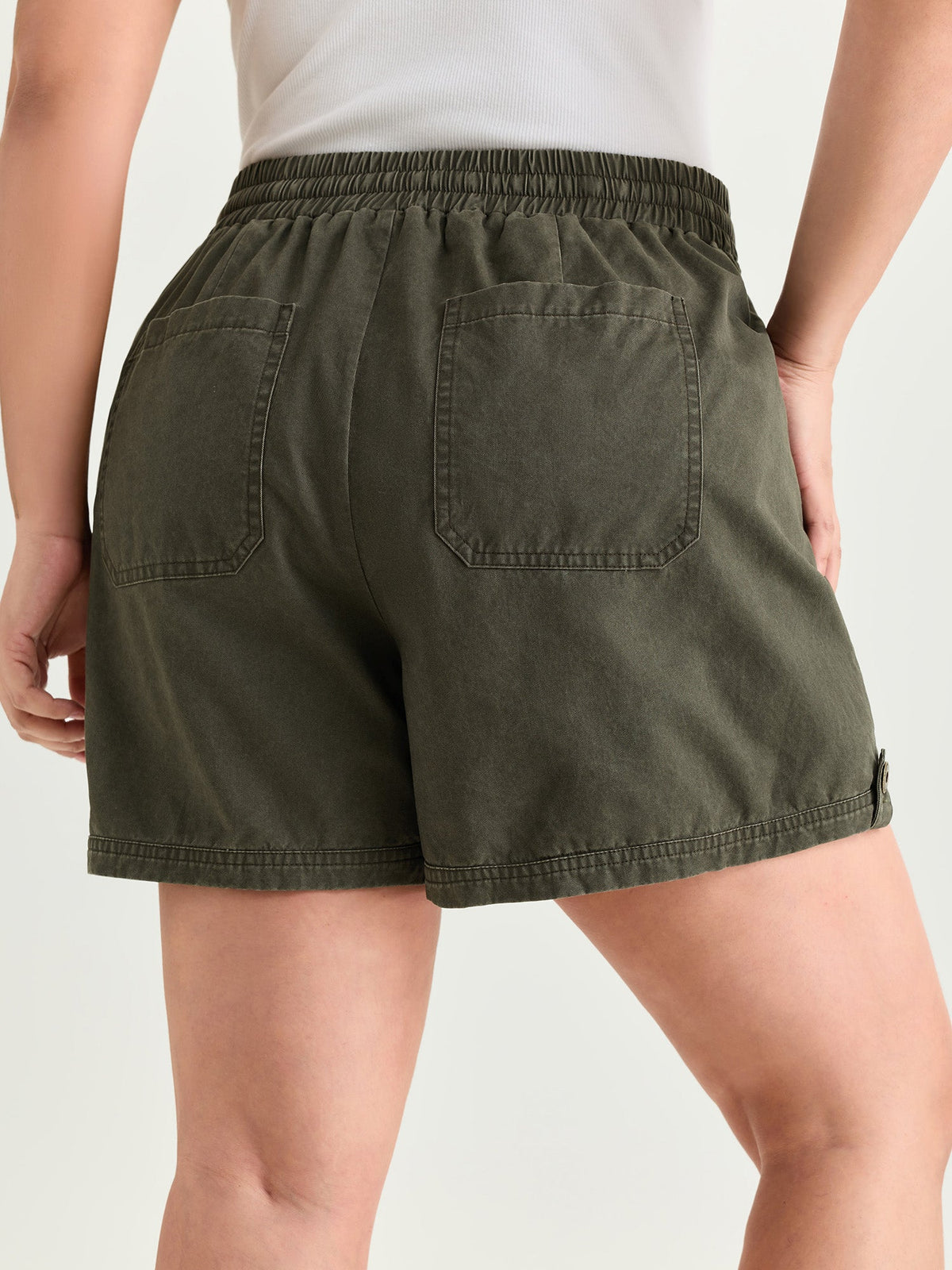 Cotton Washed And Distressed Straight-Leg Shorts