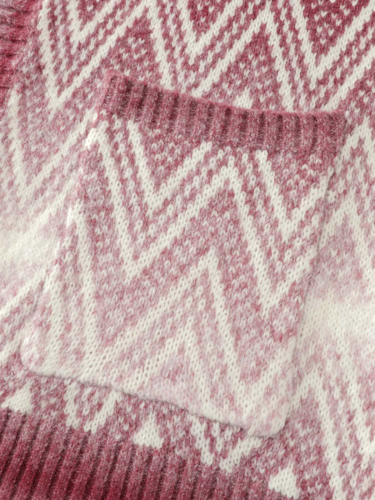 Geometric Pattern Pockets Open-Front Knit Cardigan