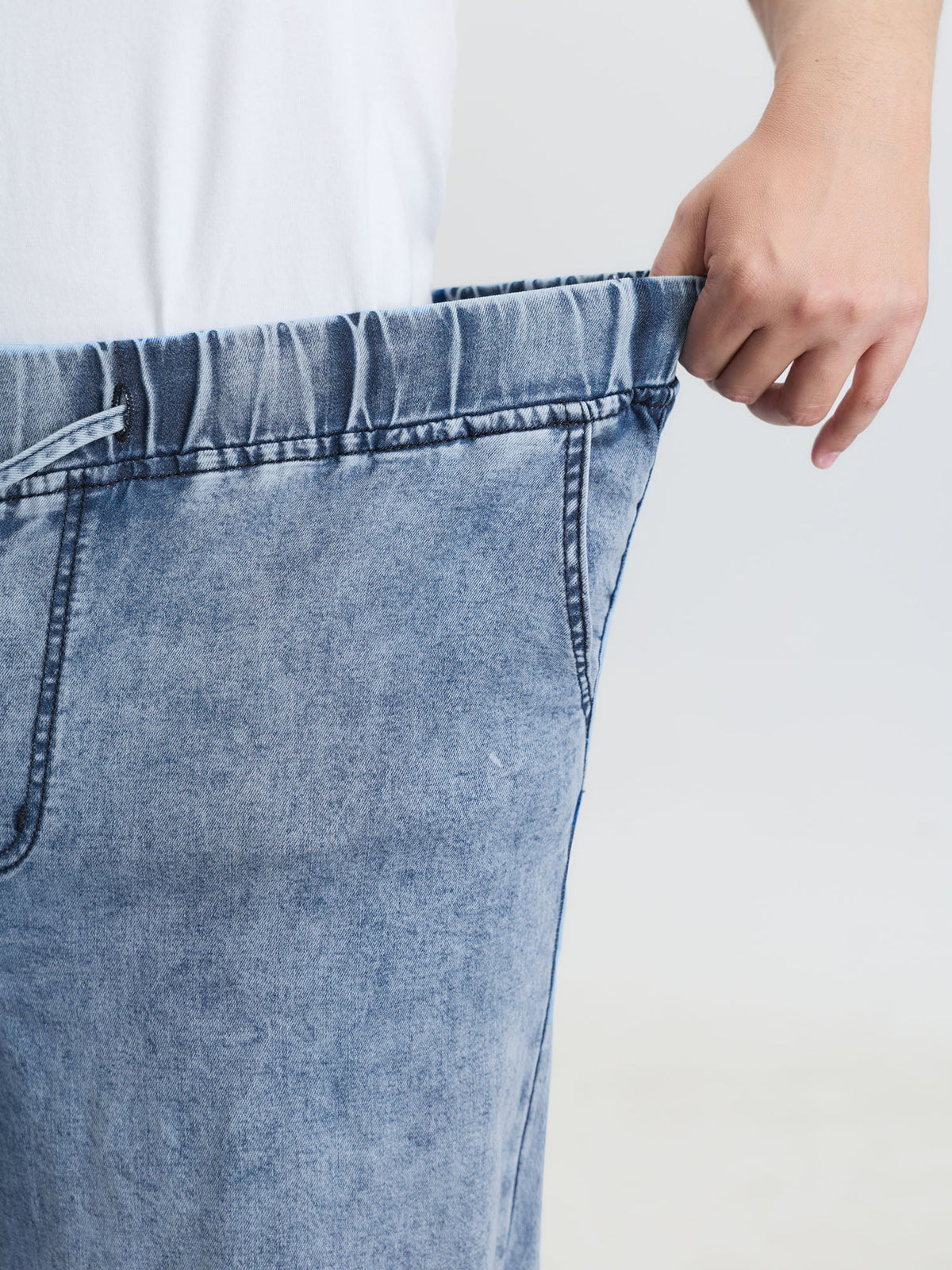 Stretchy Elastic Waist Drawstring Jeans