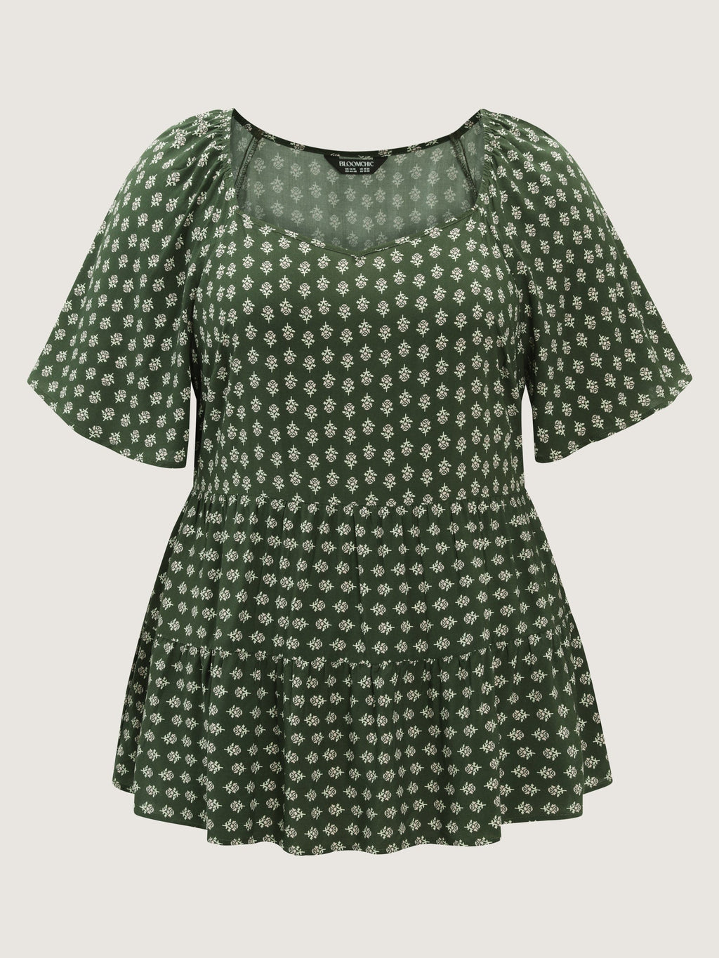 Floral Print Flared Layered Blouse