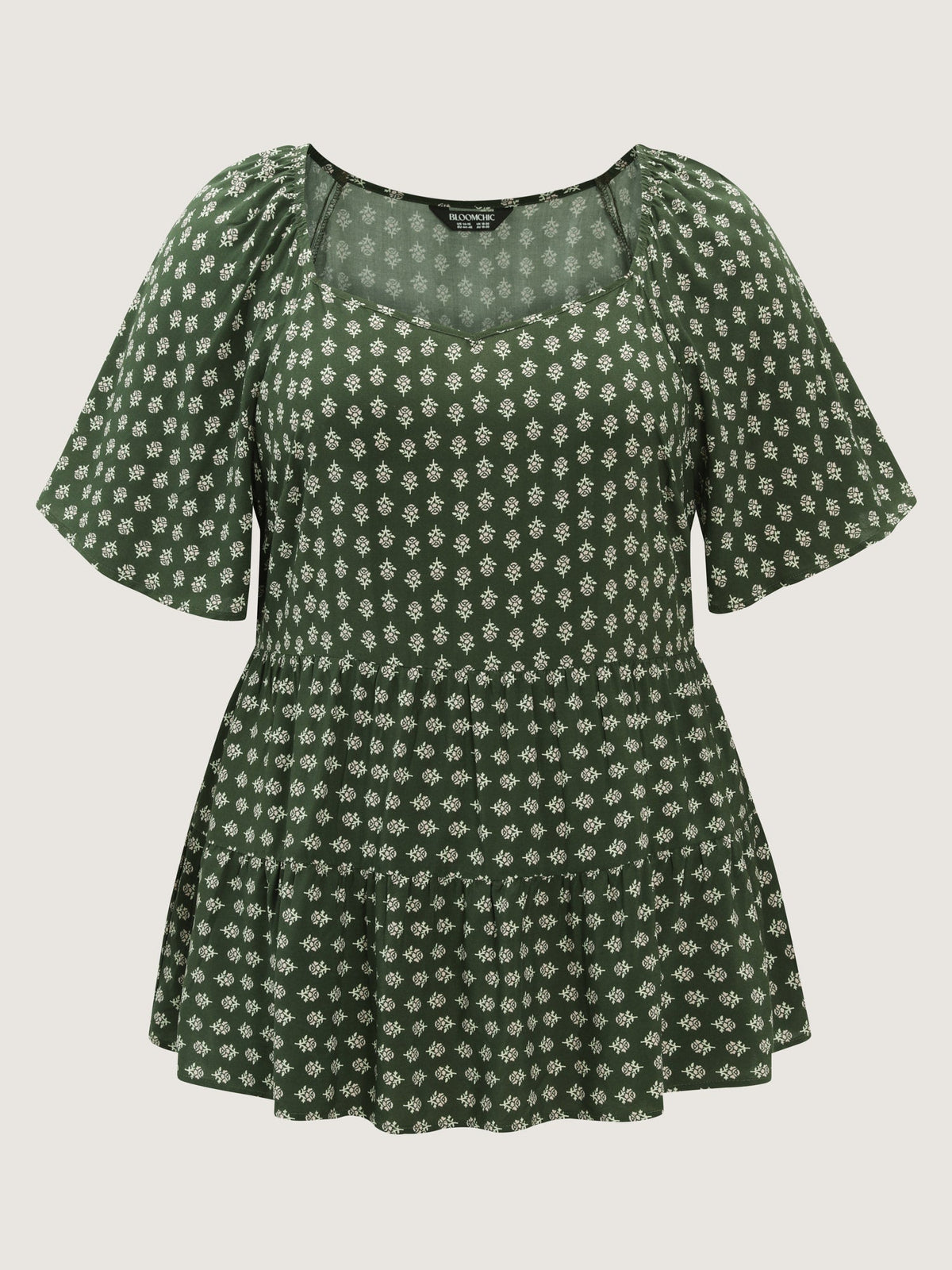 Floral Print Flared Layered Blouse