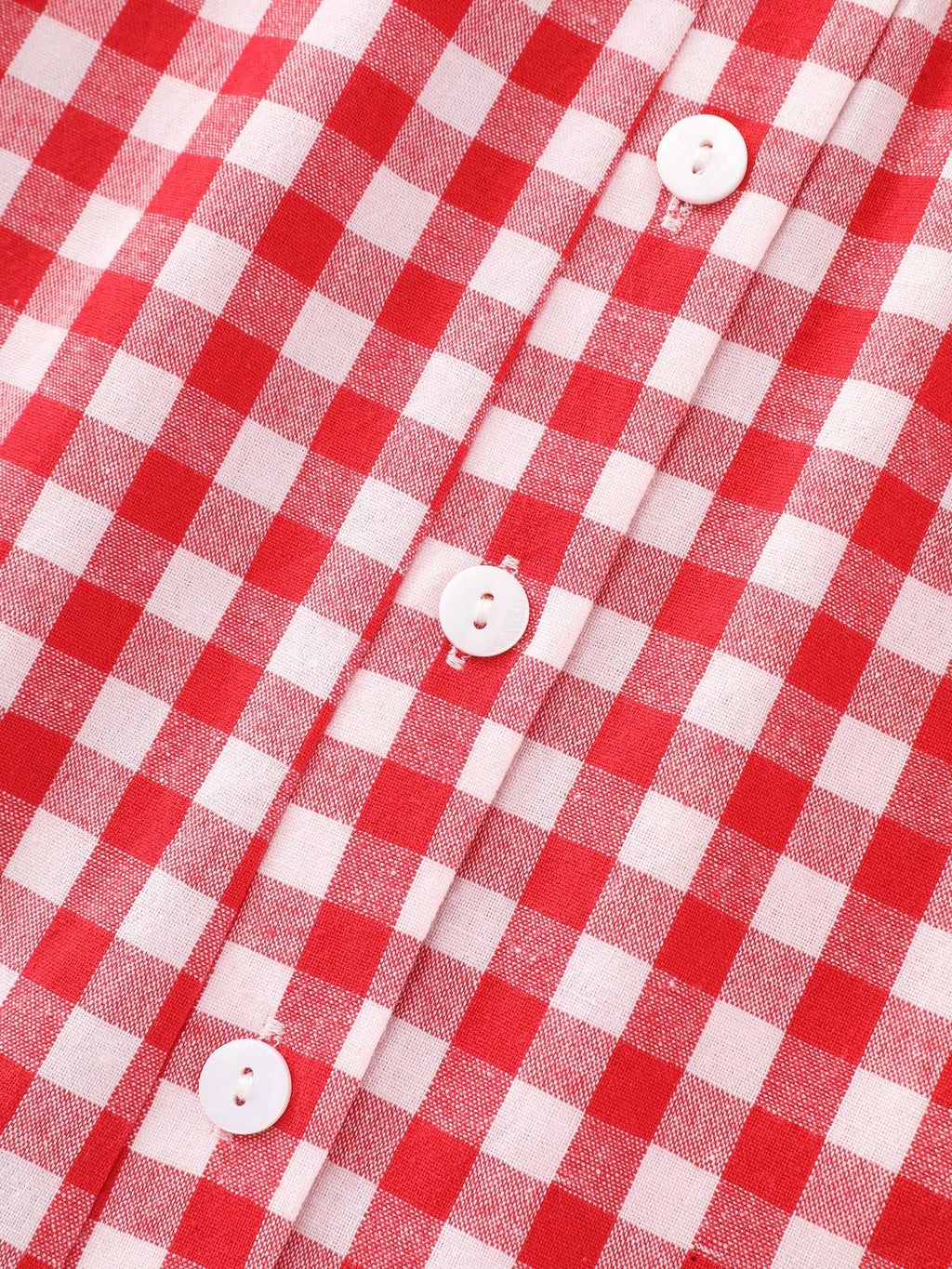 Cotton Gingham Print Ruffled Sleeve Blouse