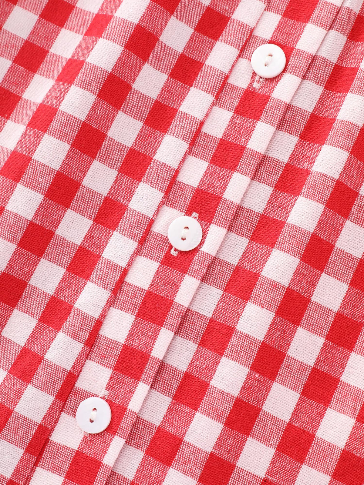 Cotton Gingham Print Ruffled Sleeve Blouse