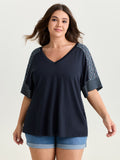 Supersoft Color Contrast Sleeve V-Neck T-Shirt